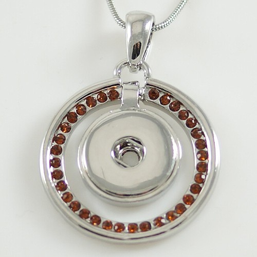 Snap Jewelry Pendant Rhinestone Halo Brown CZ Fits 18-20mm Ginger Style Charms