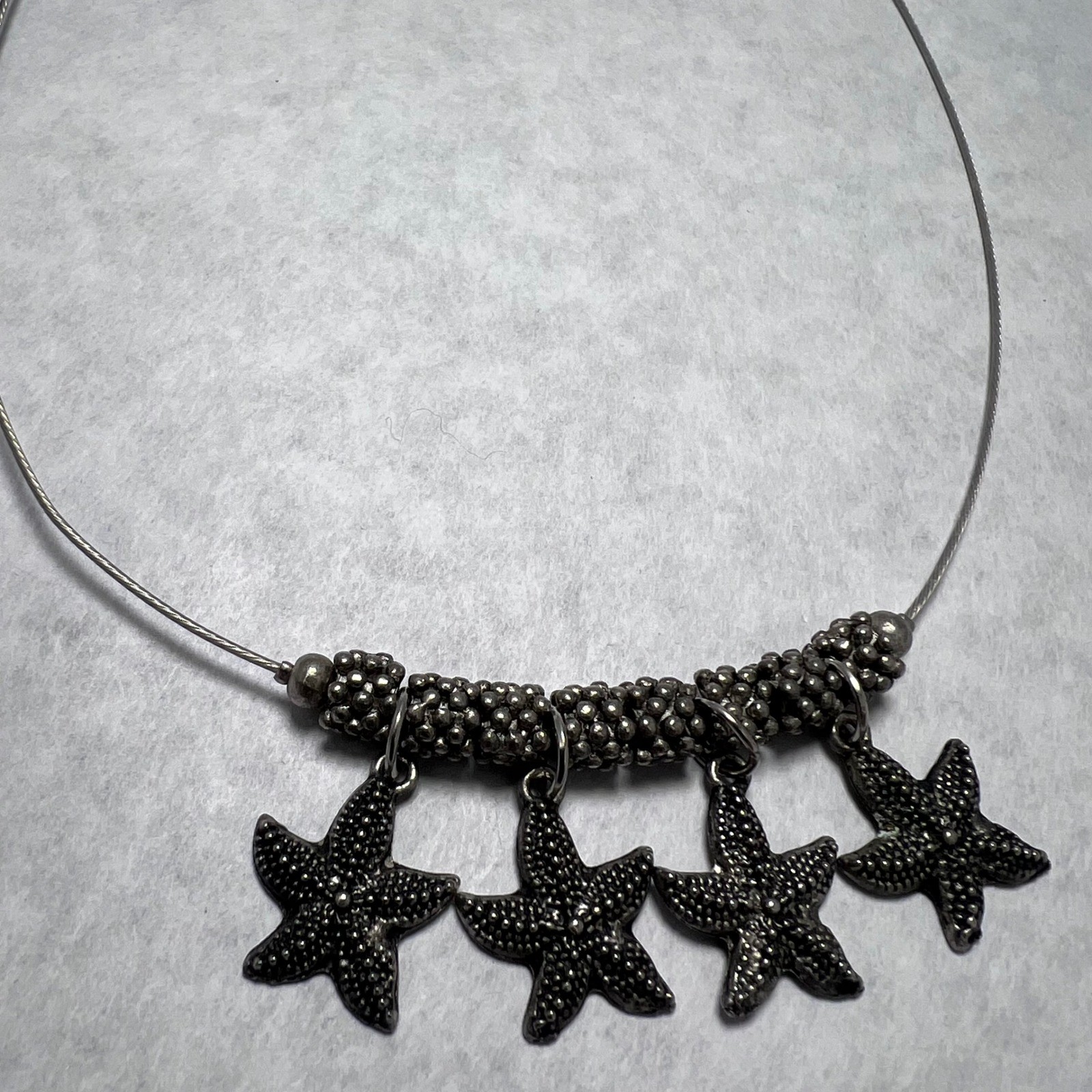 FeiFish Silver Tone Starfish Charm Choker Necklace Chain Beach Jewelry Boho 18″