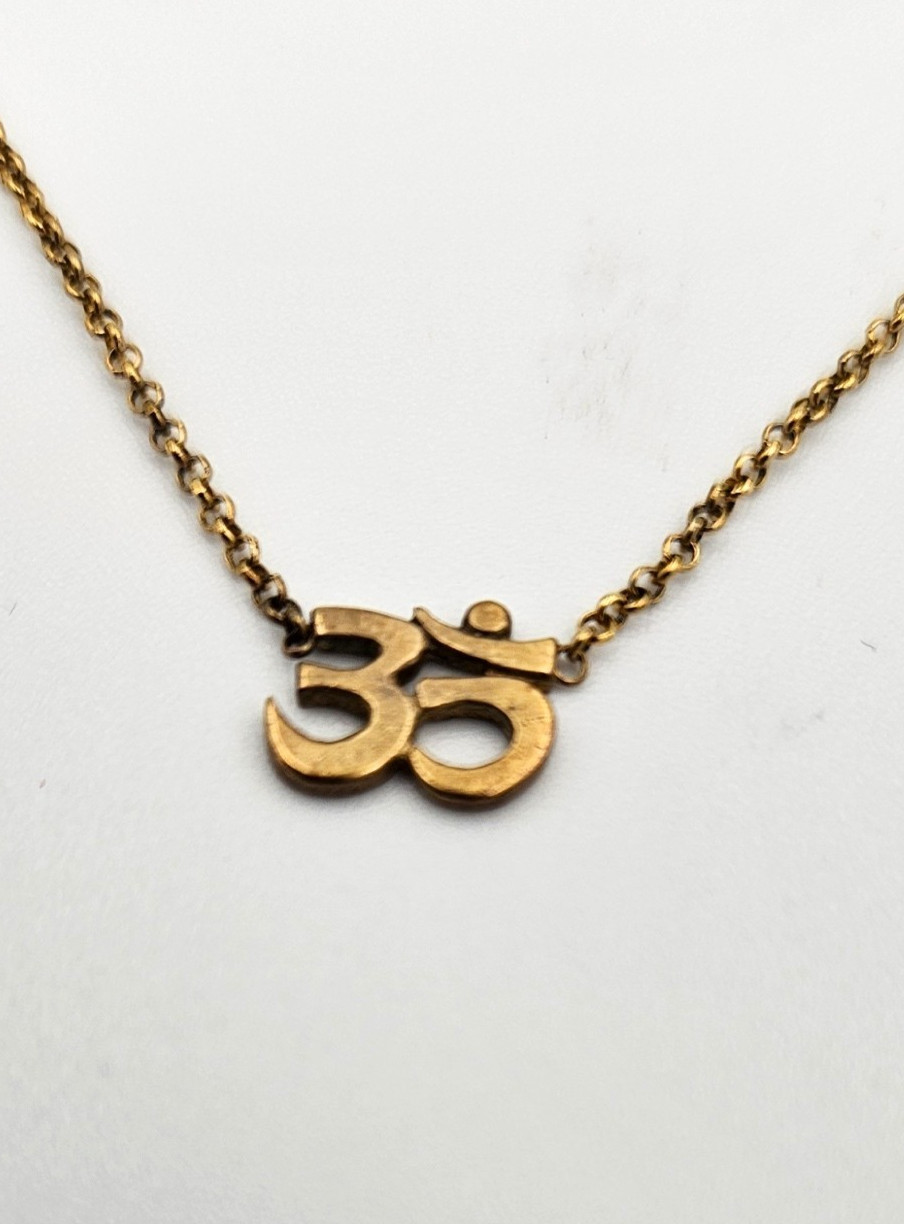 Nordstrom Om Pendant Necklace Gold Tone Silver 925 Sanskrit Yoga Harmony
