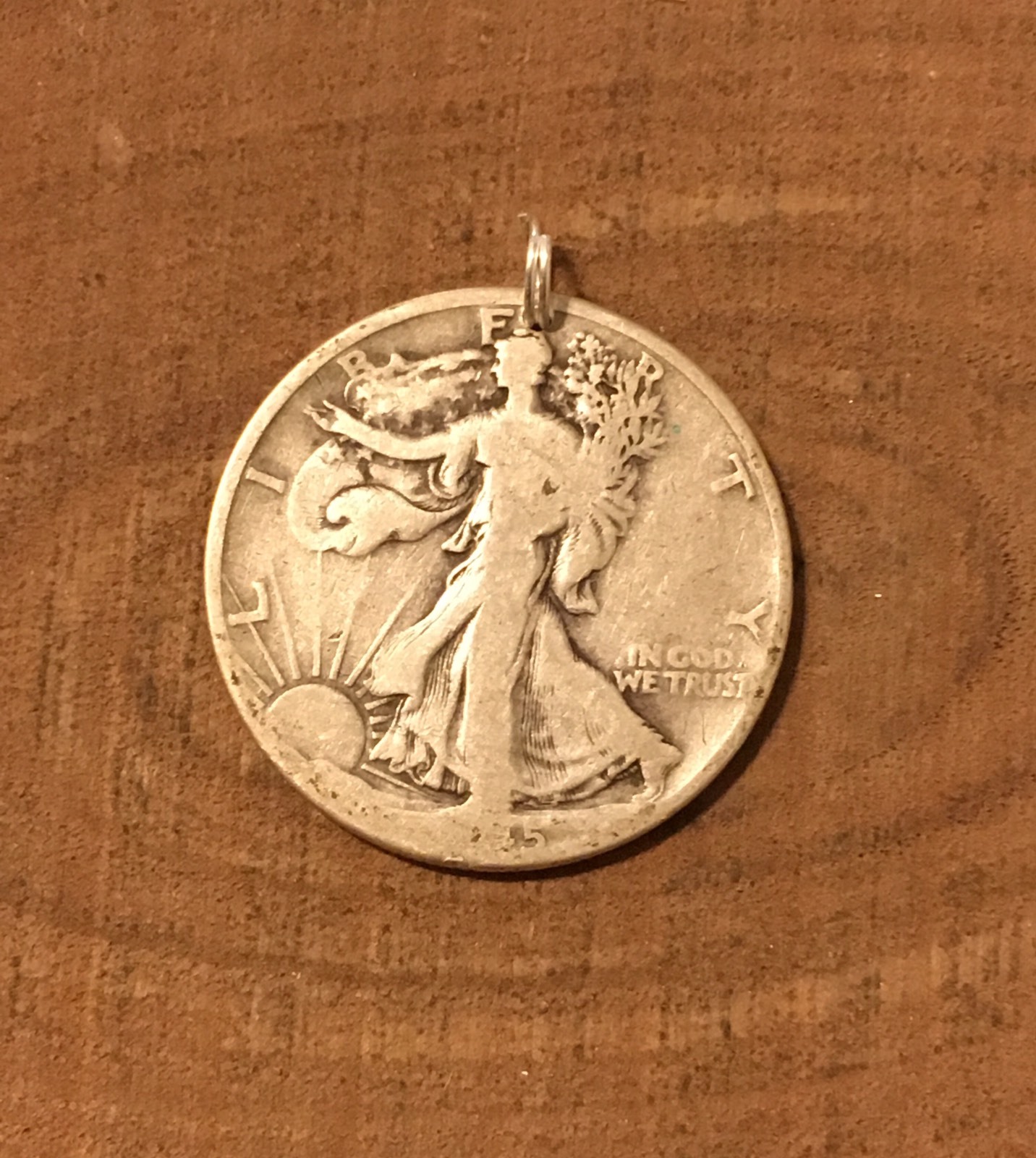 Walking Liberty Half Dollar 90% SILVER Coin Jewelry-PENDANT CHARM Vintage! Obv