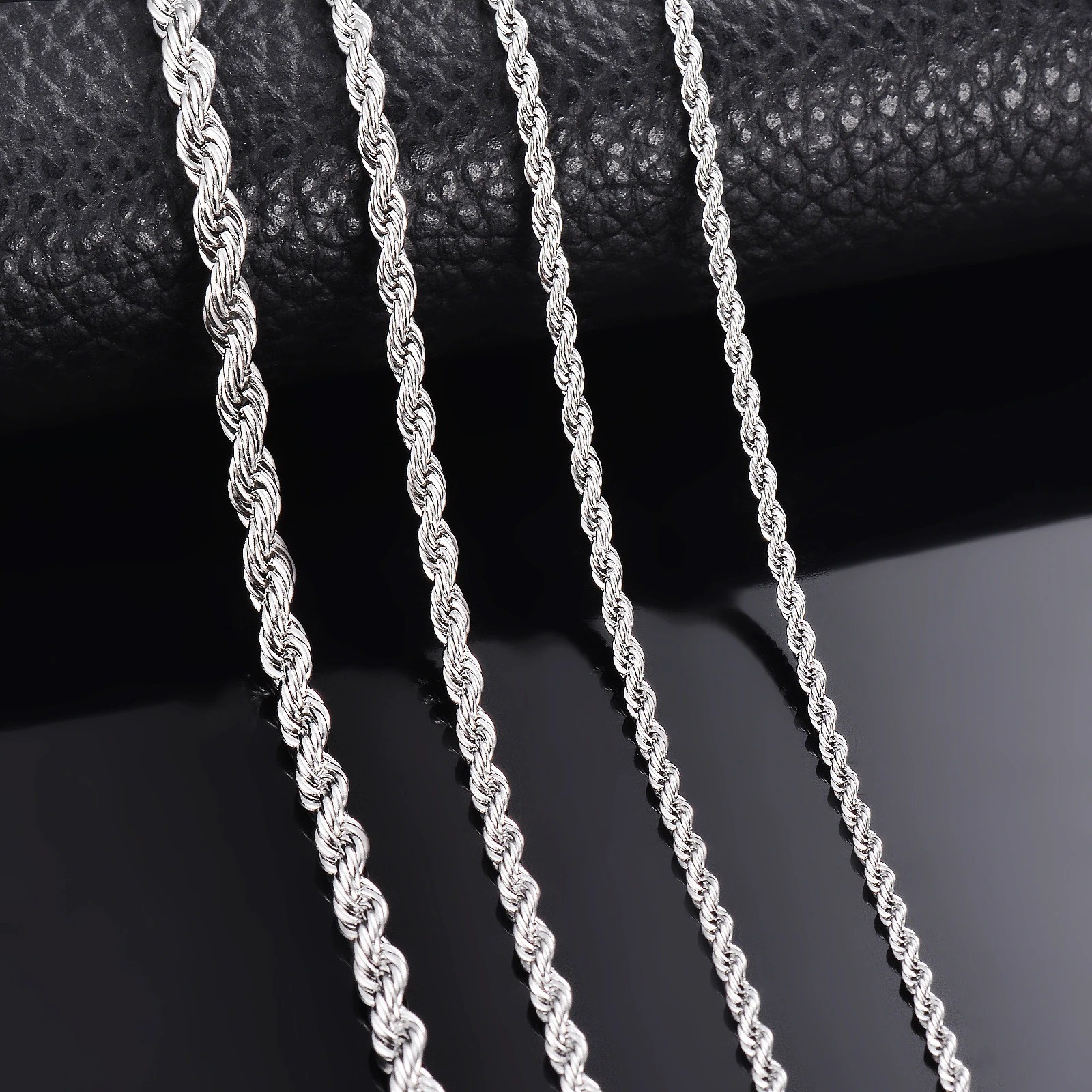 2/2.5/3/4/5/6/7mm 316L Stainless Steel Women Men Rope Chains Necklaces 18-32”