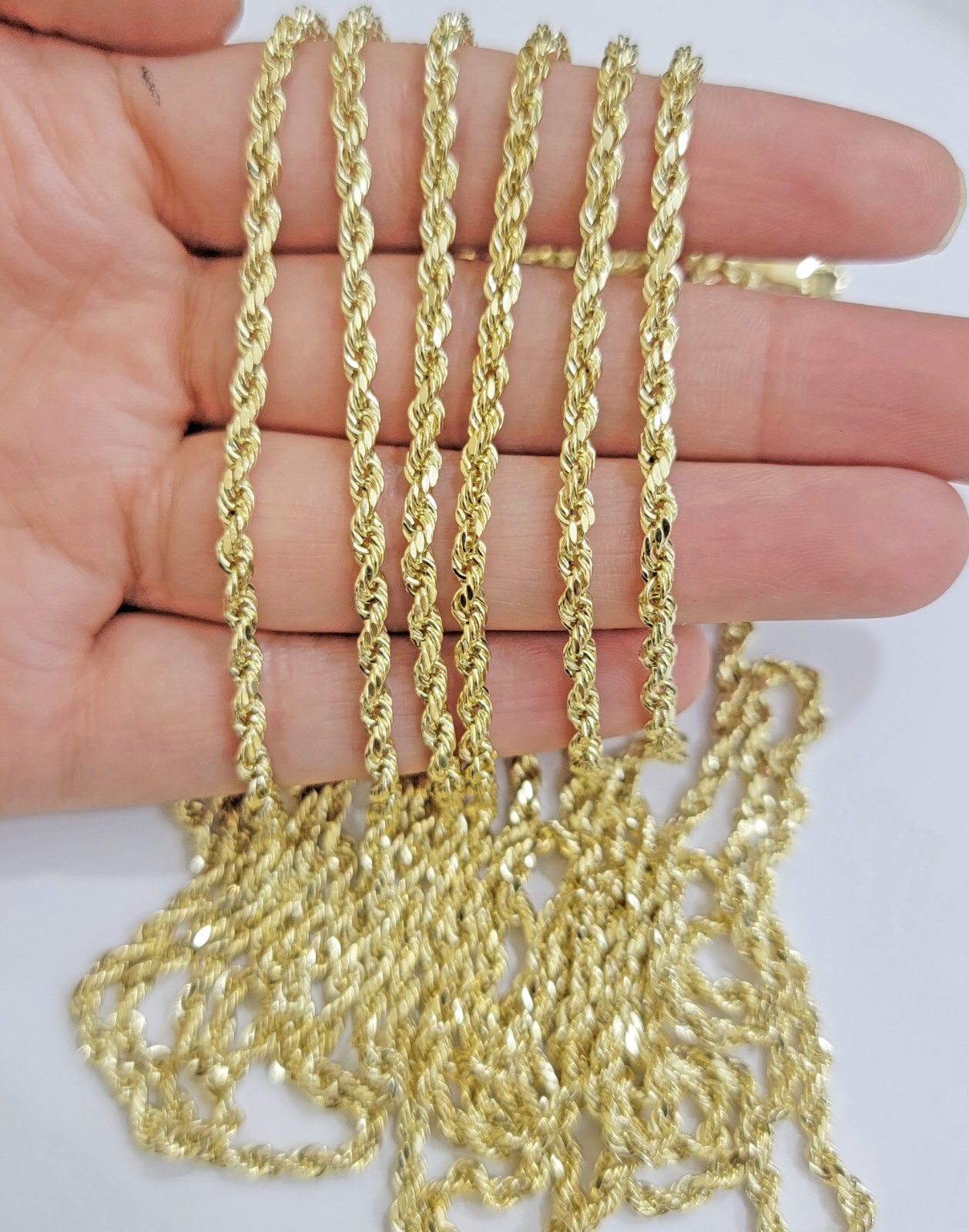 Real 14k Yellow Gold Rope chain necklace 2.5mm 3mm 4mm 5mm 18-26 Inch Men women.