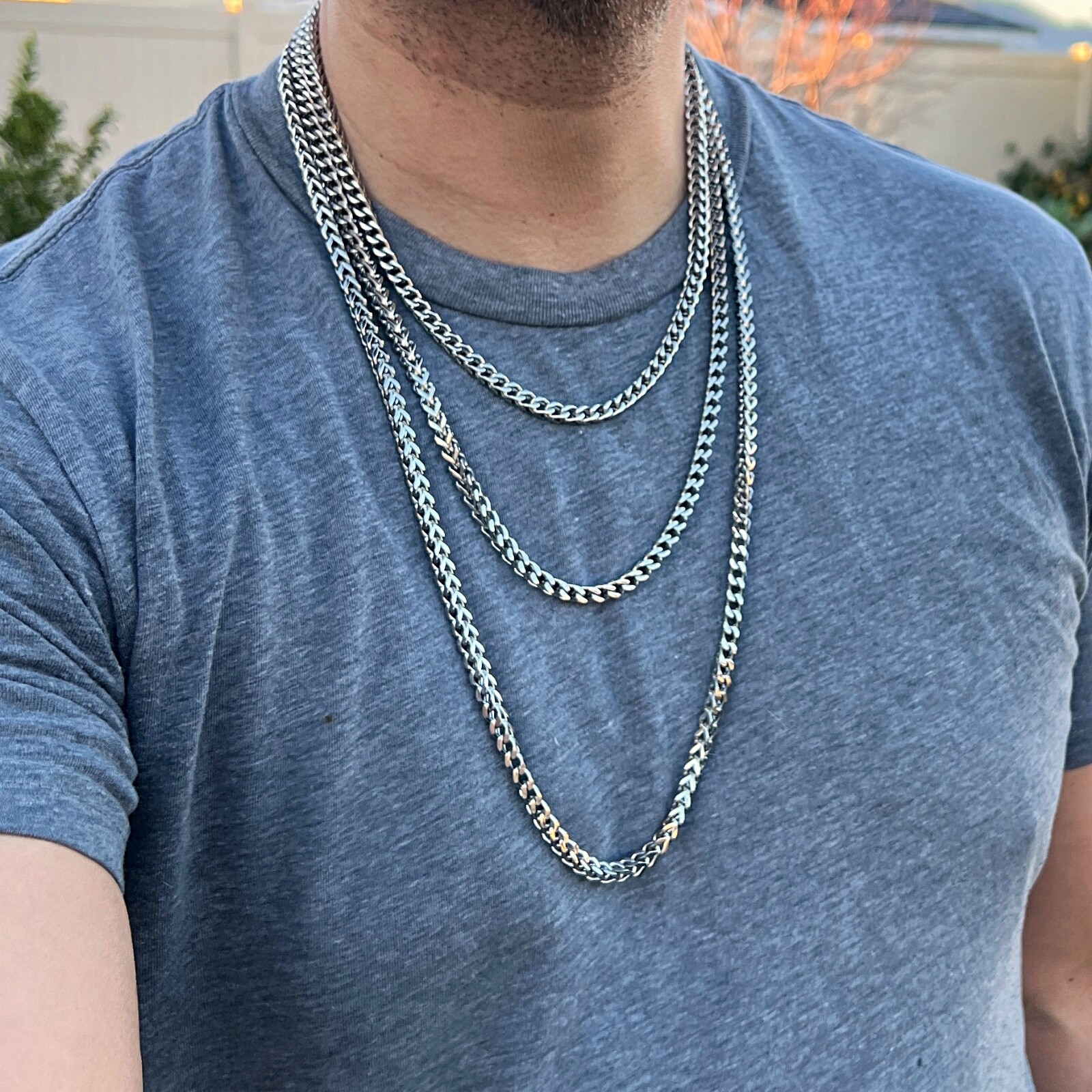 Stainless Steel Franco Chain Foxtail 20″-30″ Solid Necklace 5MM Thick