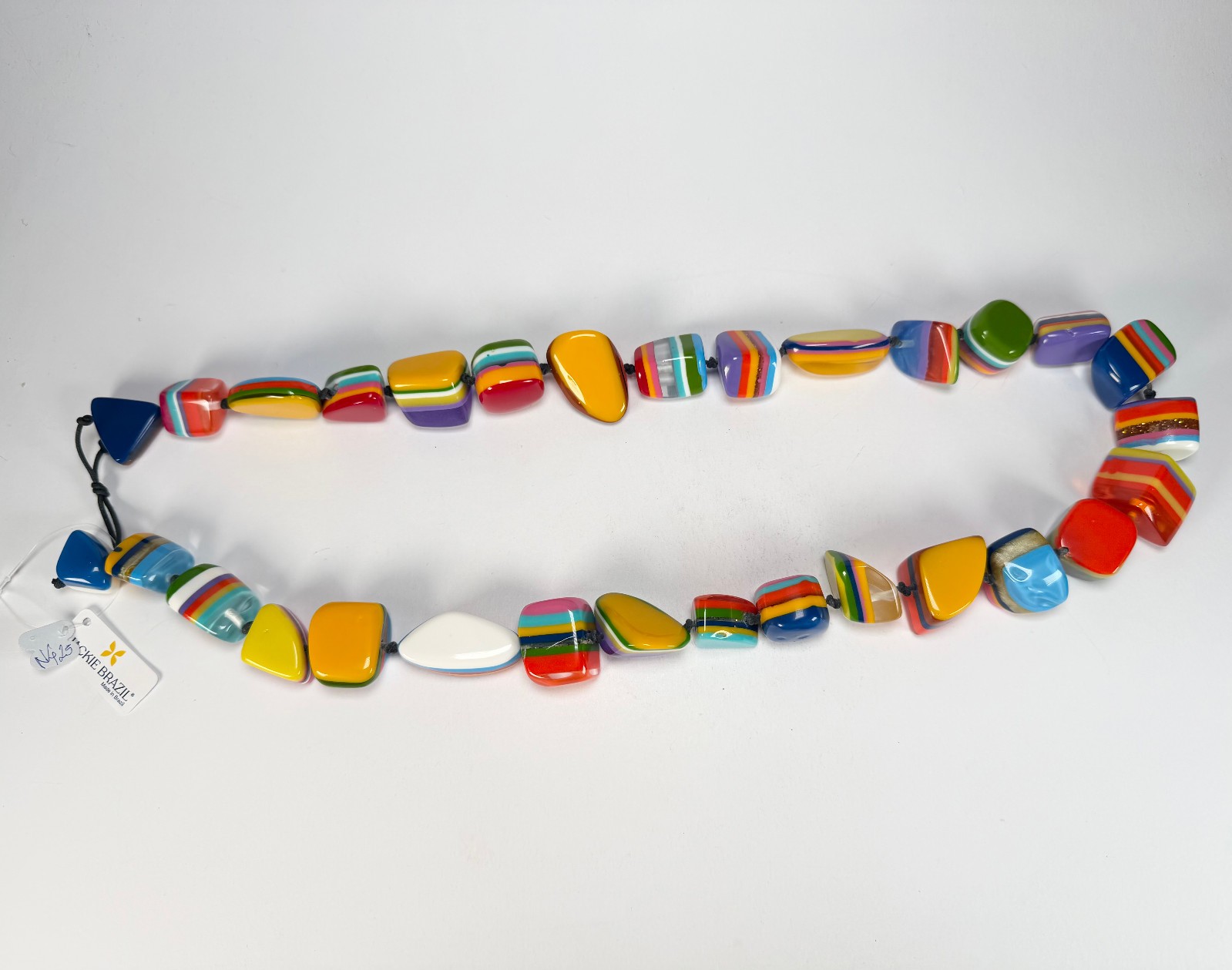 Jackie Brazil “Mix Colours” Large Stones Long 75cm Resin Necklace ( N0425 )