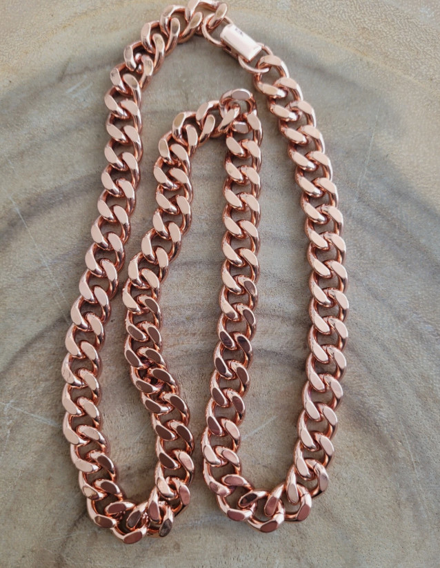 Men Necklace Pure Copper Magnetic Necklace Cuban Chain Curb Link Heavy Necklace