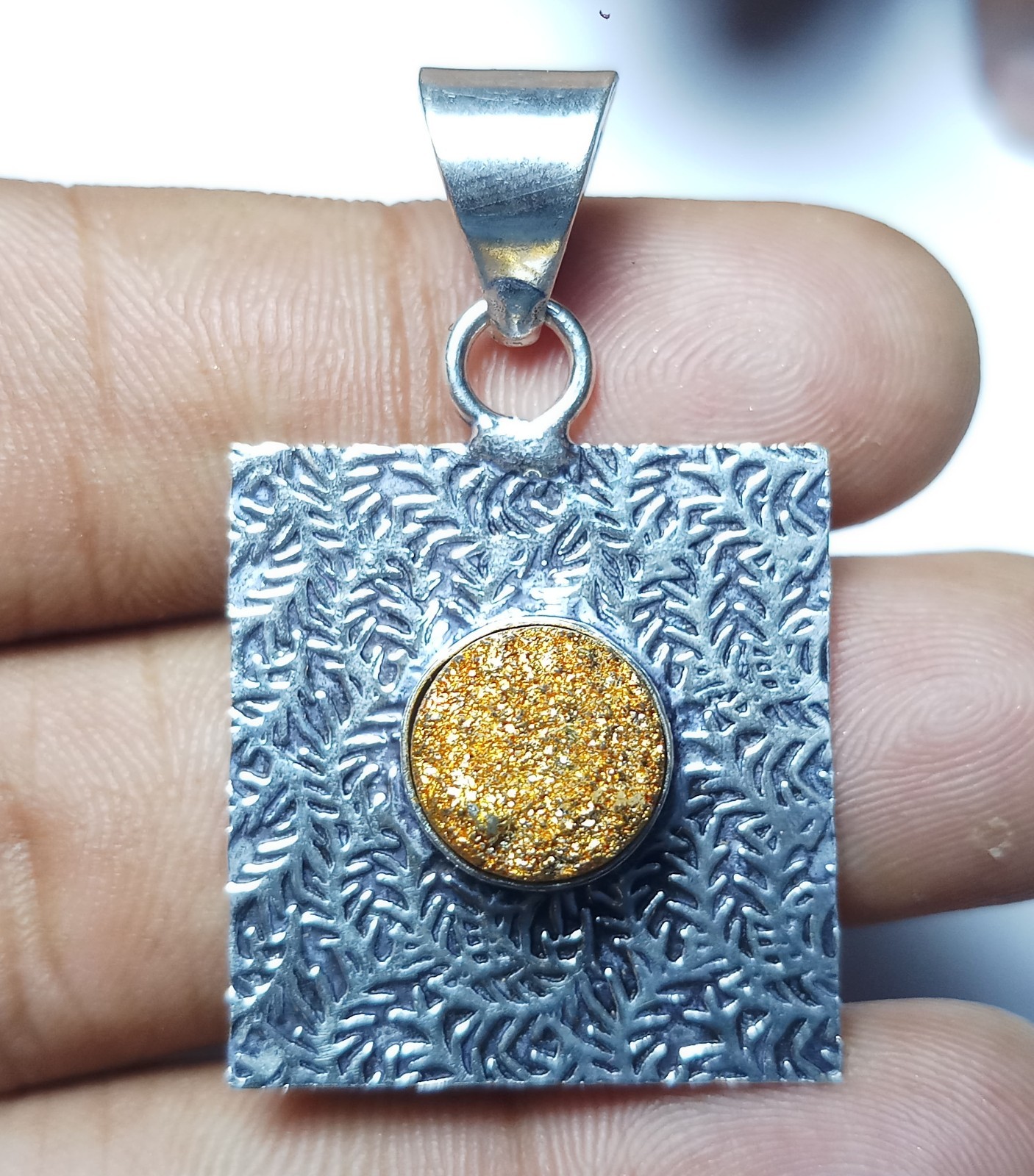 Titanium Druzy Round Shape Handmade Gemstone Pendant Jewelry Size 1.5 Inches