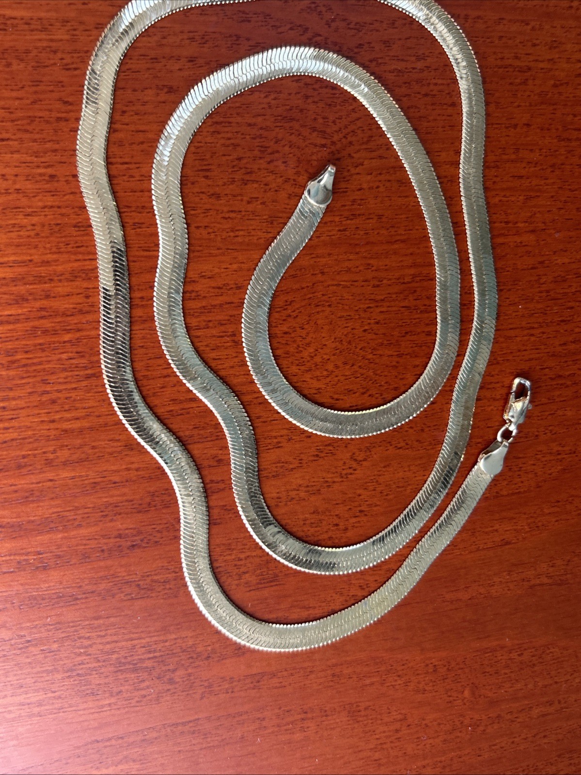 Bright Gold Plated 30” Herringbone Chain Necklace For Men Or Women 4mm Unisex