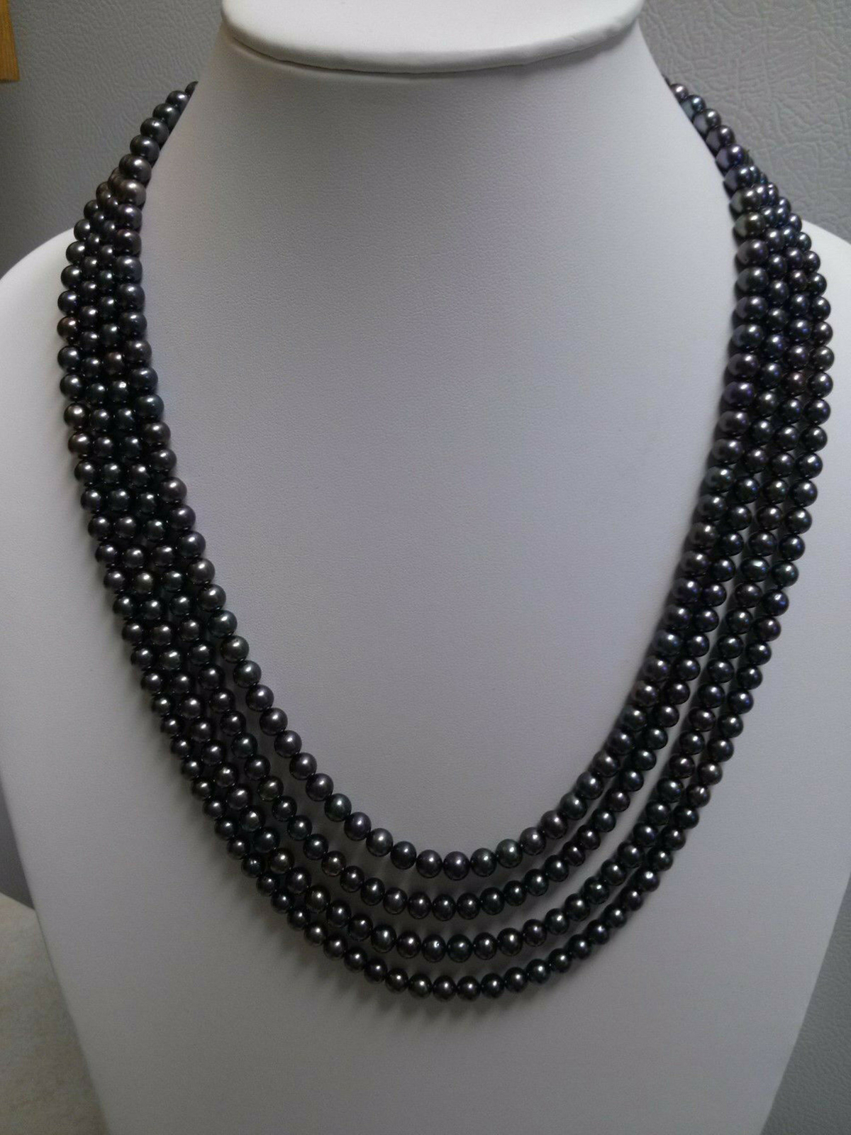 Beautiful 100 Inch Natural Black Freshwater Pearl Long Necklace 6-7mm