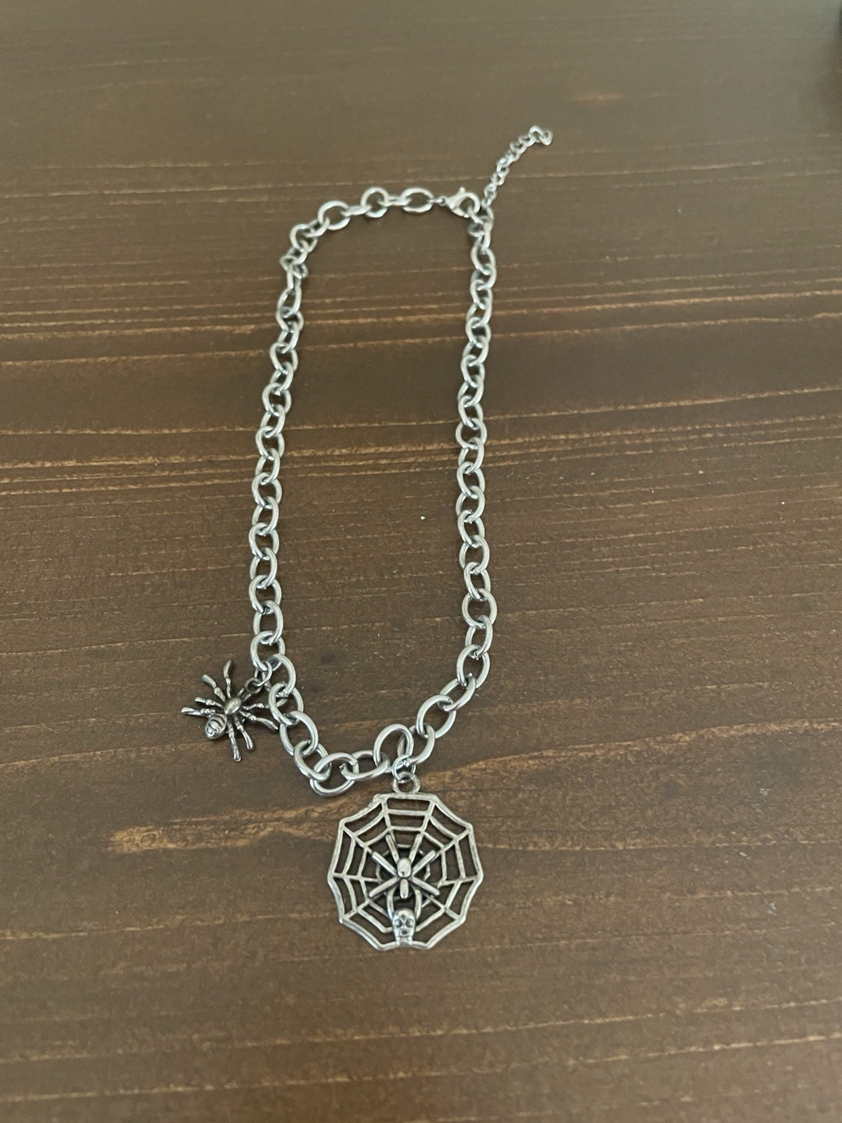 Spider and Web Charm Necklace Halloween or Anytime