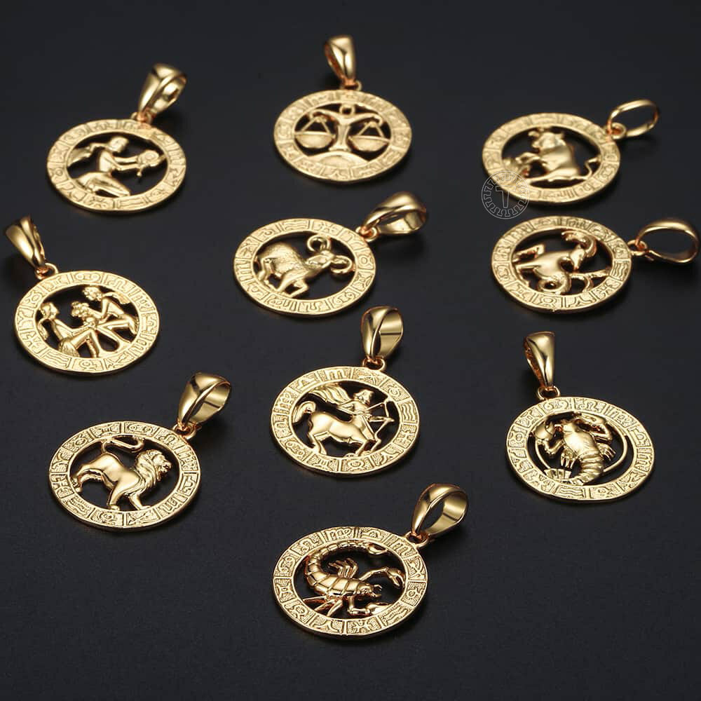 Silver/Gold Plated 12 Zodiac Signs Constellation Link Necklace Pendant Women Men