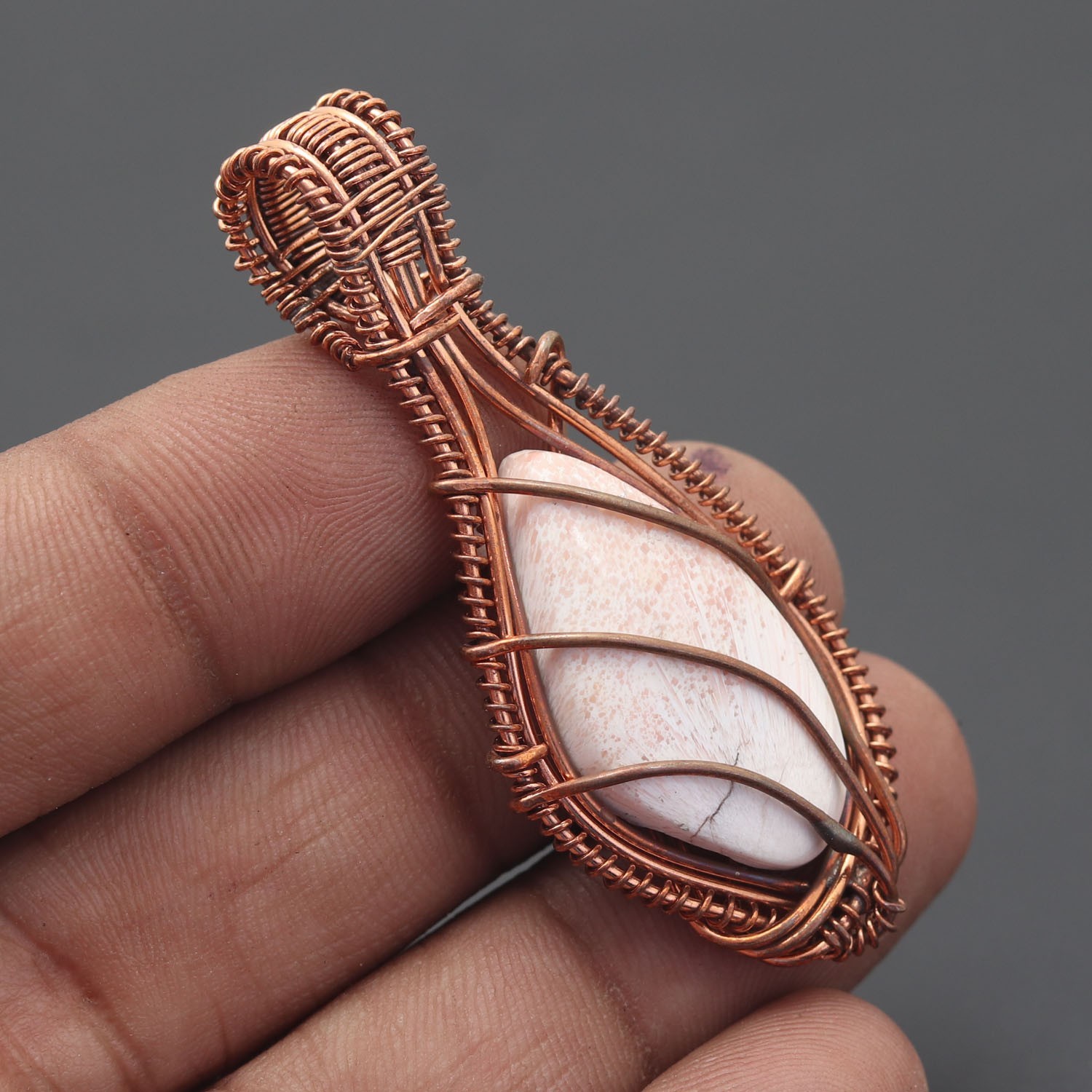 Scolecite Gemstone Copper Wire Wrapped Handmade Pendant Jewelry Gift For Her