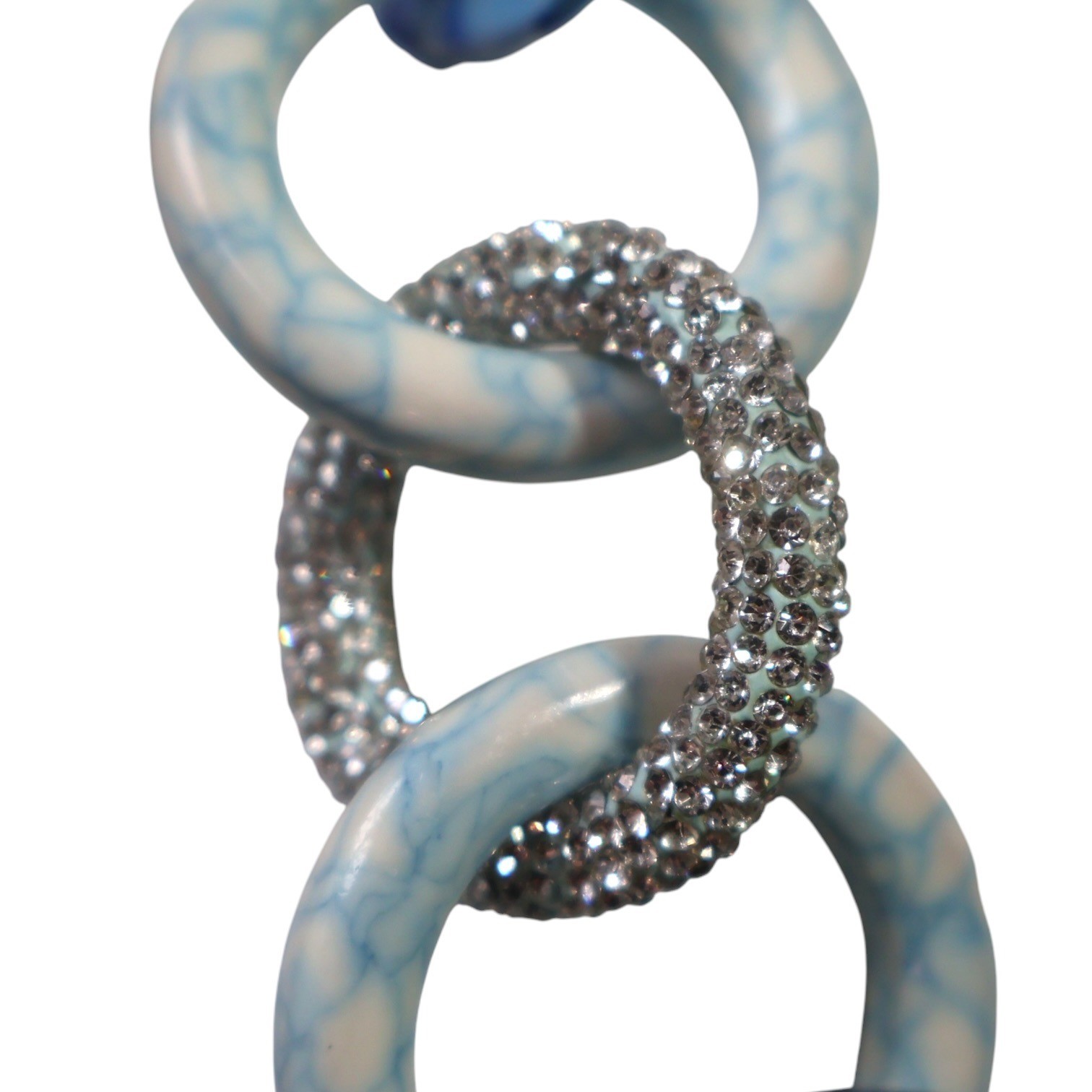 Lele Sadoughi Blue Marble Pavé Crystal Hoop Link Gold Statement Necklace EUC