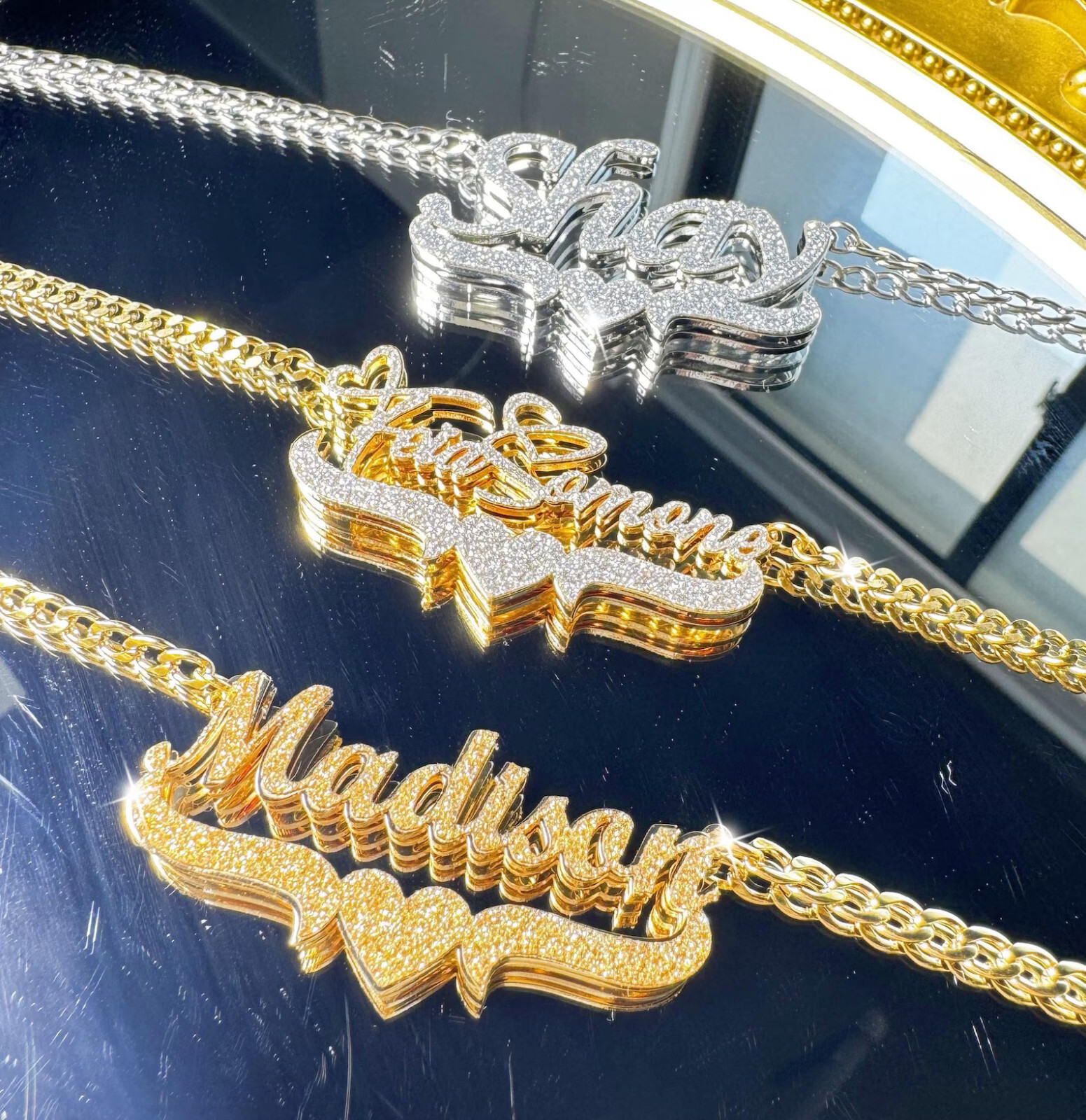 Custom Name Frosted Necklace Personalized Exclusive Gold Silver Color Jewelry