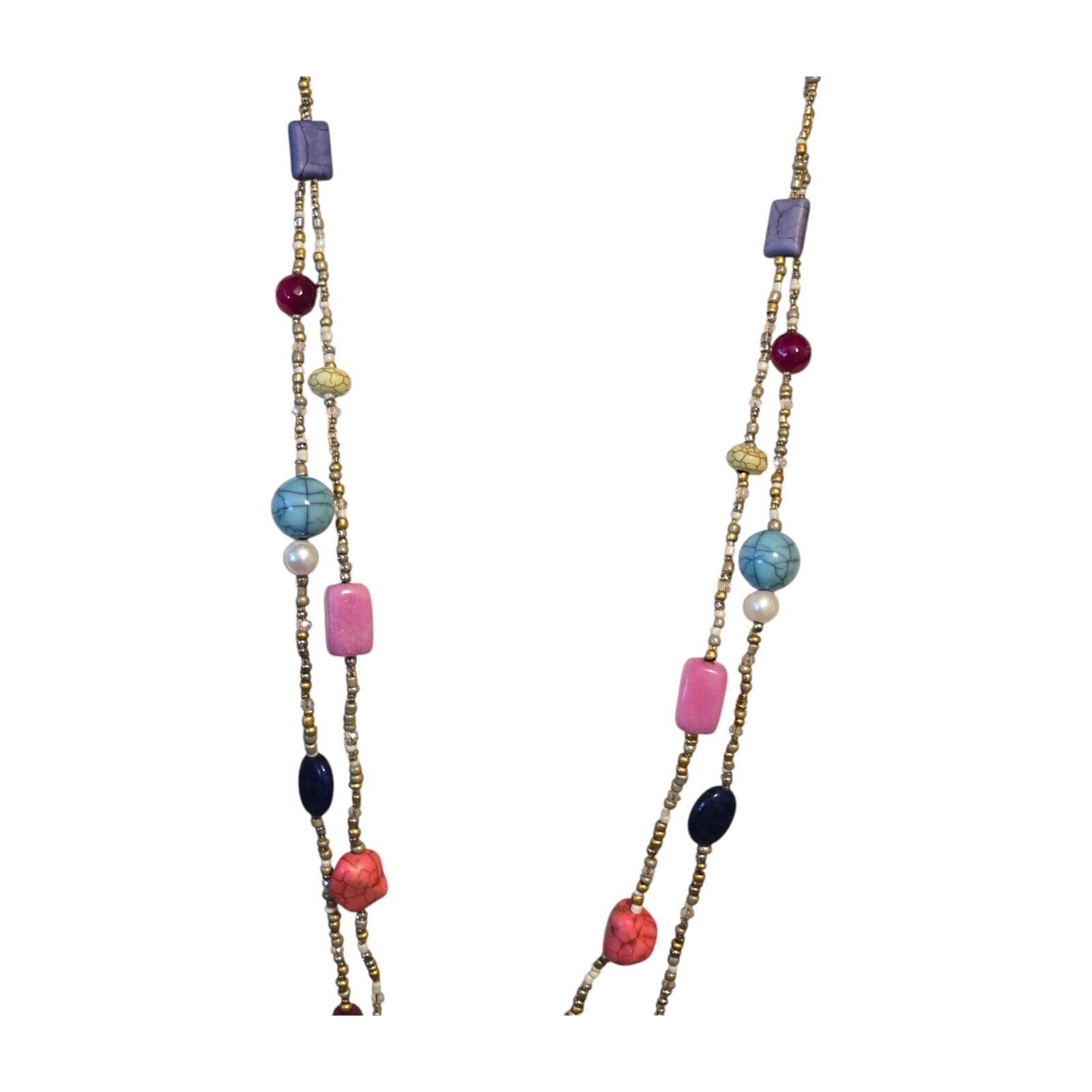 Chicos Necklace Chico’s Multicolor Beads Various Shapes Bohemian Style 36″