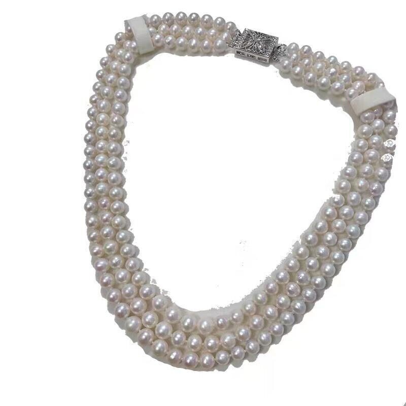 Gorgeous Triple Strands 8-9mm South Sea White Pearl Necklace 18″19″20″