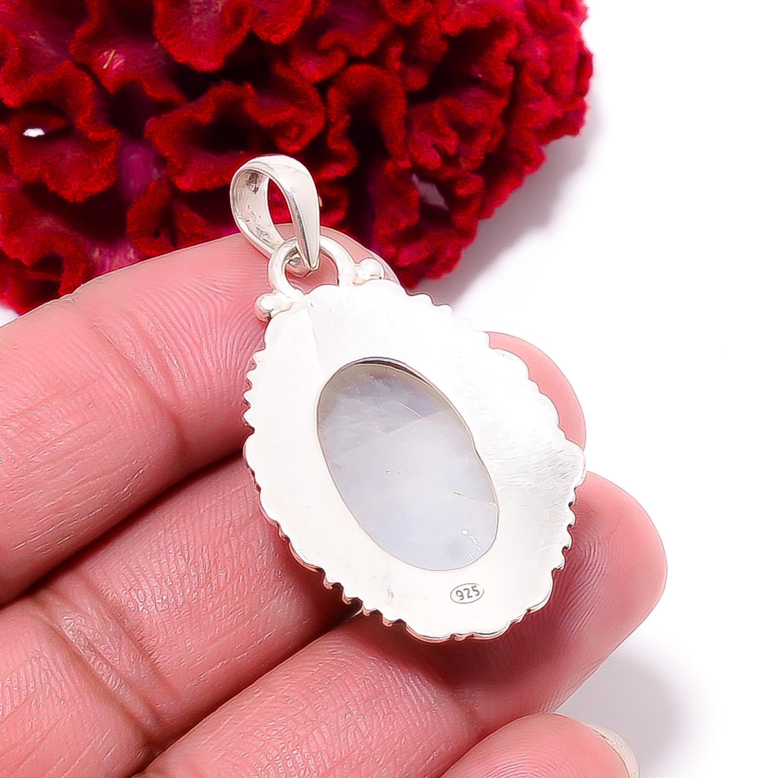 Rainbow Moonstone – India Gemstone 925 Sterling Silver Pendant 1.76″ P96219