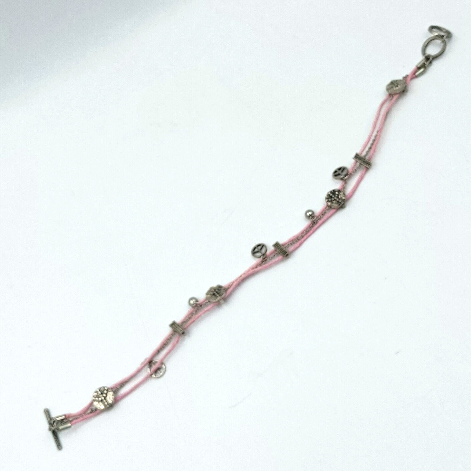 TYJ Collection Choker Necklace Peace Signs Corded And Chain Layered Pink 14″