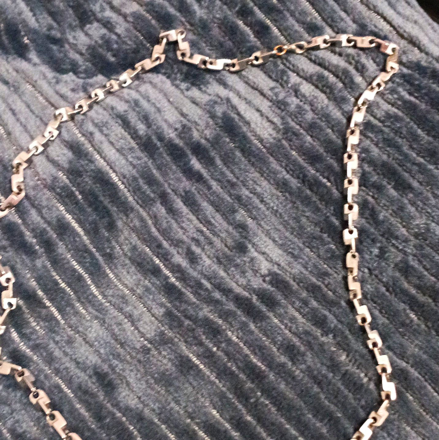 Silver Tone Link Chain Necklace, Chain Style, Metal Material, No Stone