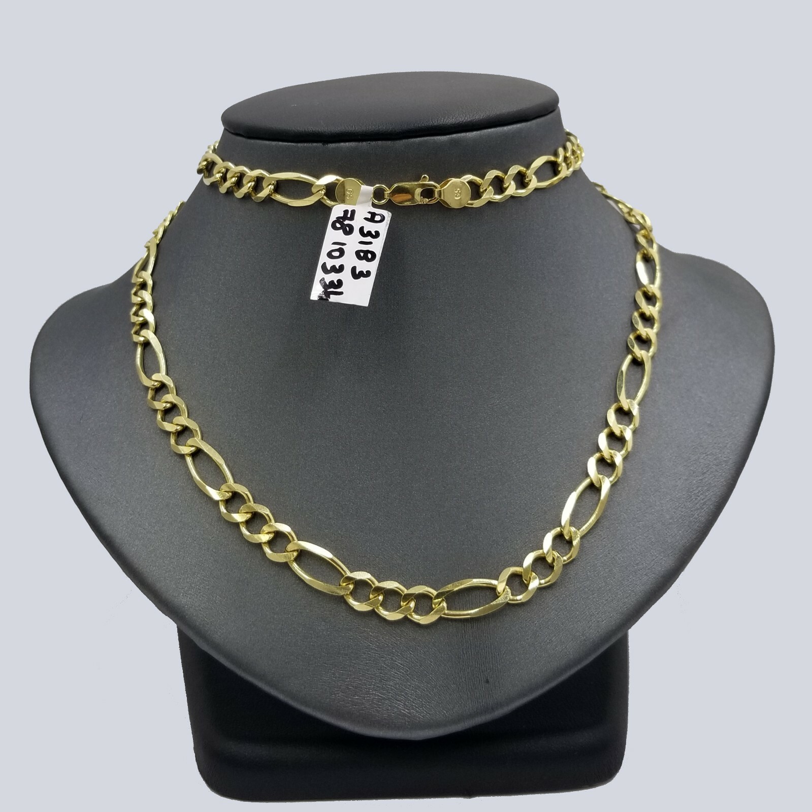 Solid 10k Yellow Gold Figaro Link Chain 7mm 22″ Heavy Necklace Men Women REAL