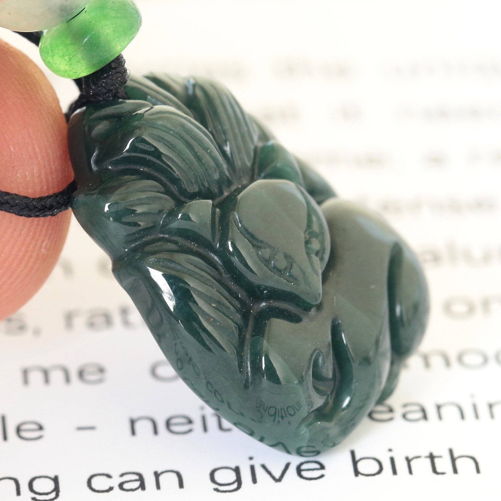 Video Certified Green Burma 100% Natural Jadeite Fox Pendant Type A Jadeite 灵瑞天成