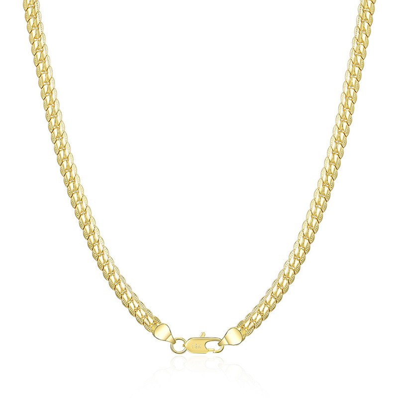 18K Gold/Silver Color 6mm Full Sideways Necklace 8/18/20/24 Inch Chain For Woman