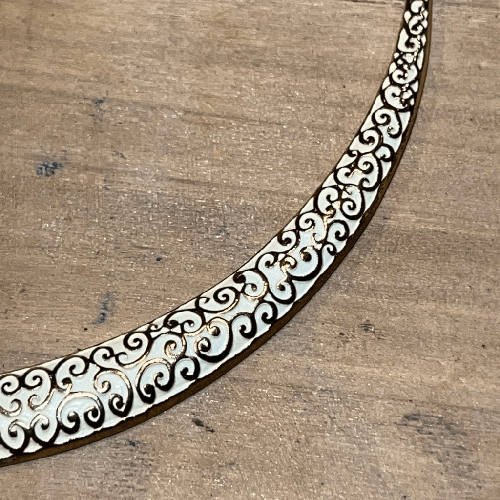 Filigree White And Gold Tone Collar Necklace