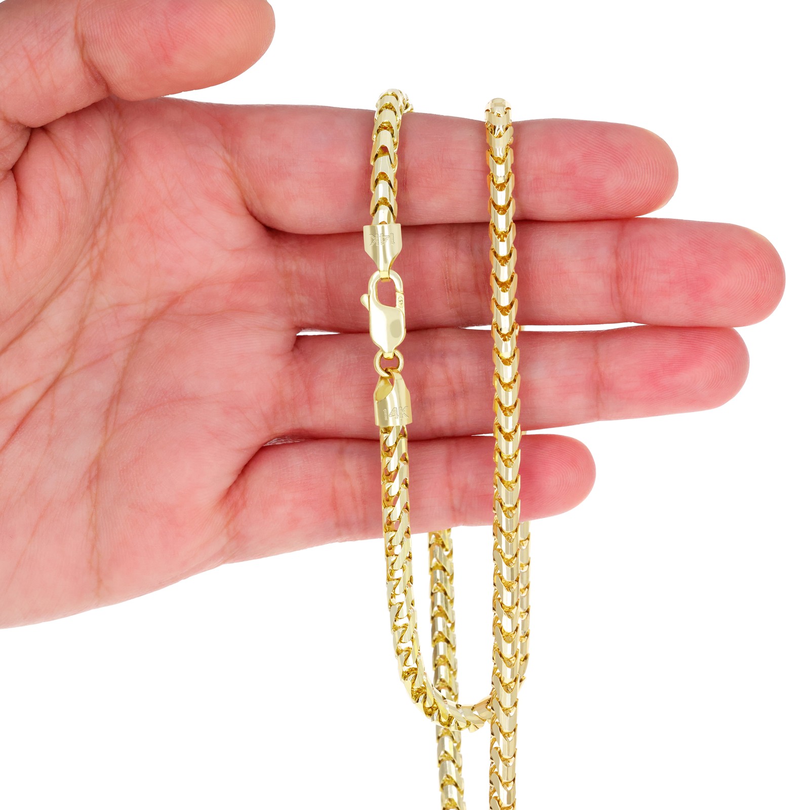 14K Yellow Gold Solid Franco 1mm-6mm Diamond Cut Chain Necklace Bracelet 7″-30″
