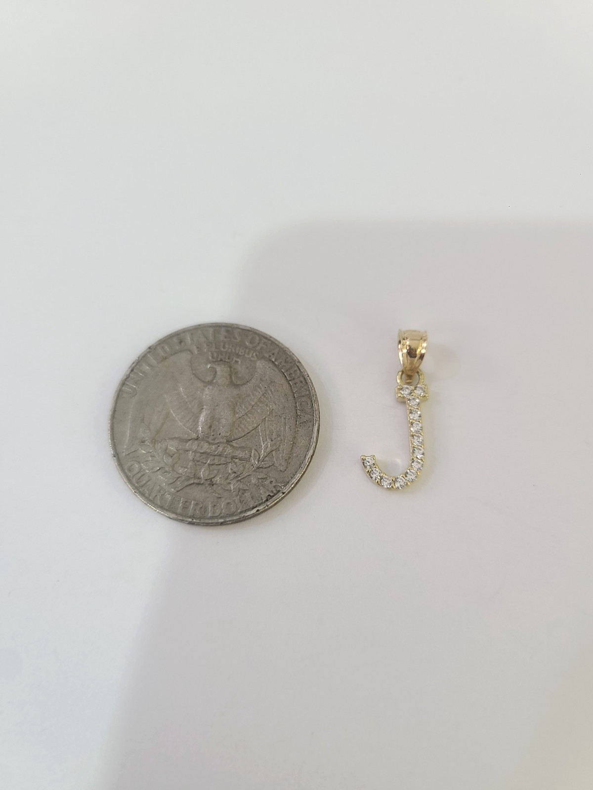 10K Gold Solid Franco Chain J Initial CZ Stone Pendant Set 1mm 16 18 20 22 Women