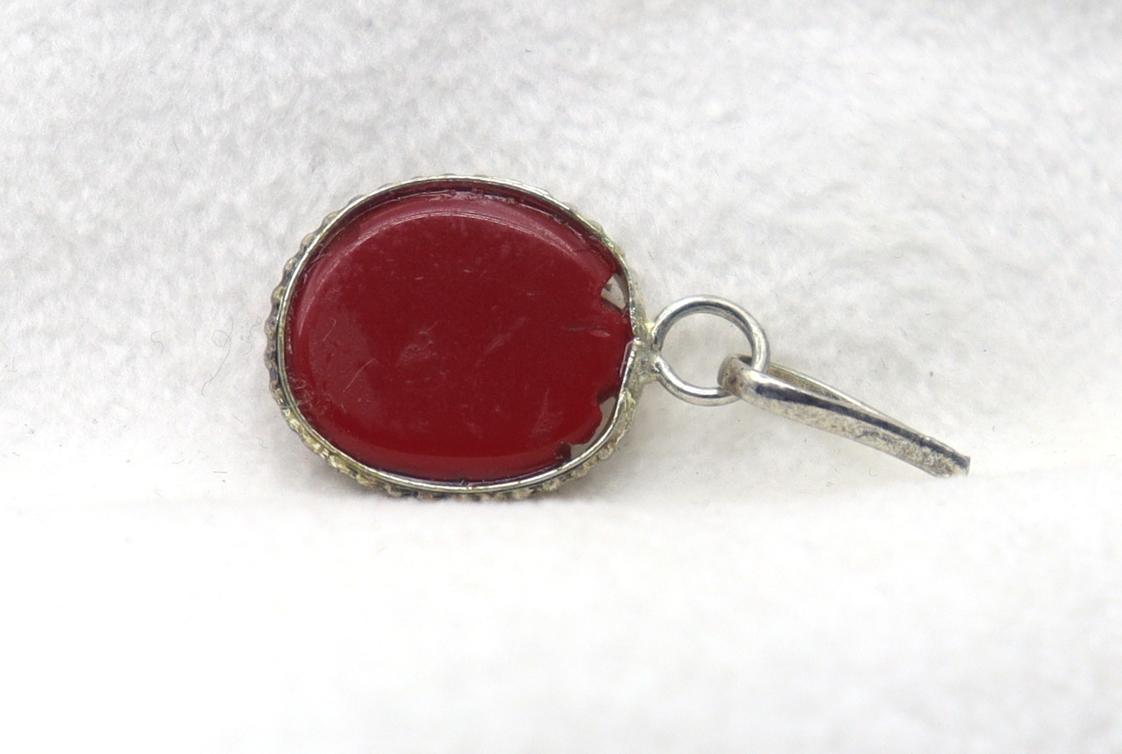 Natural Carving Coral Orange Color Gemstone German Silver pendant 1 Inch