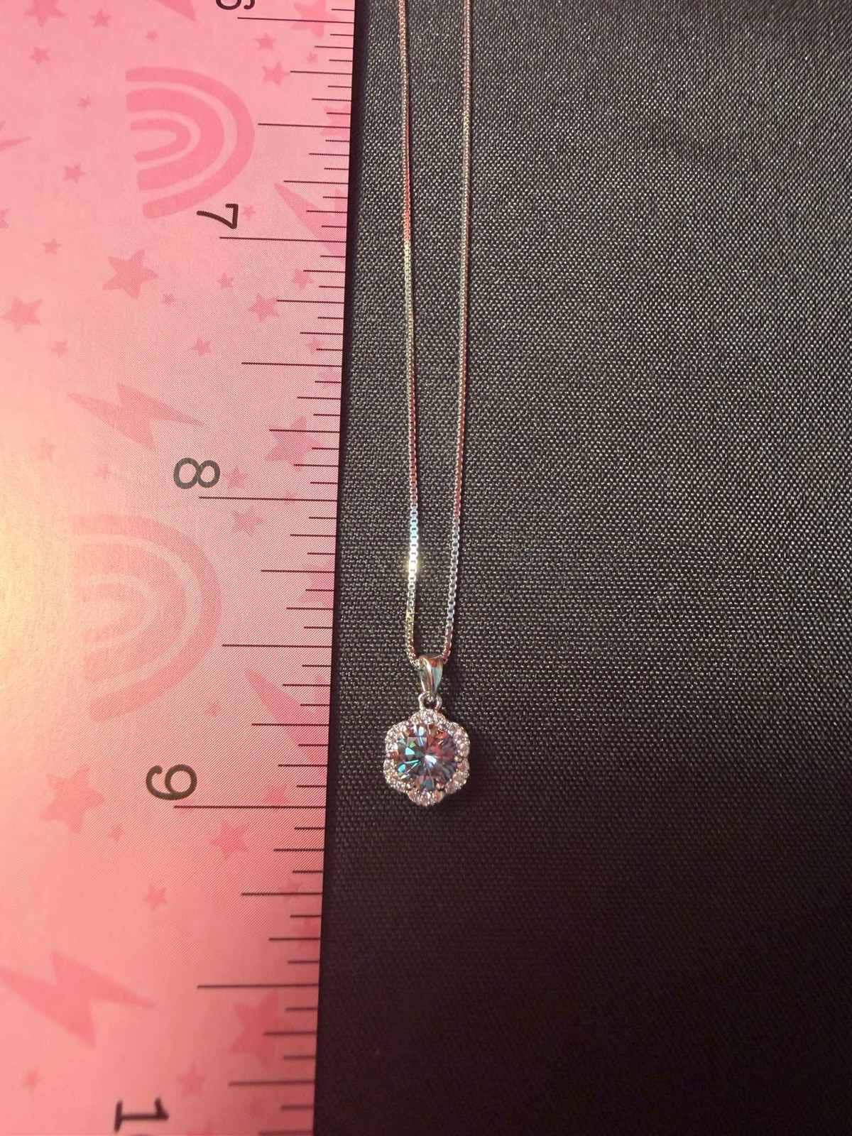 GRA Silver Round White Moissanite Halo Pendant Necklace Snake Chain 18 in