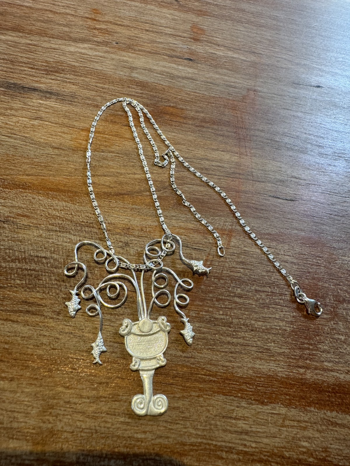 Italian Original Design Romantic Vase Pendant,Handmade Solid 925 Sterling Silver