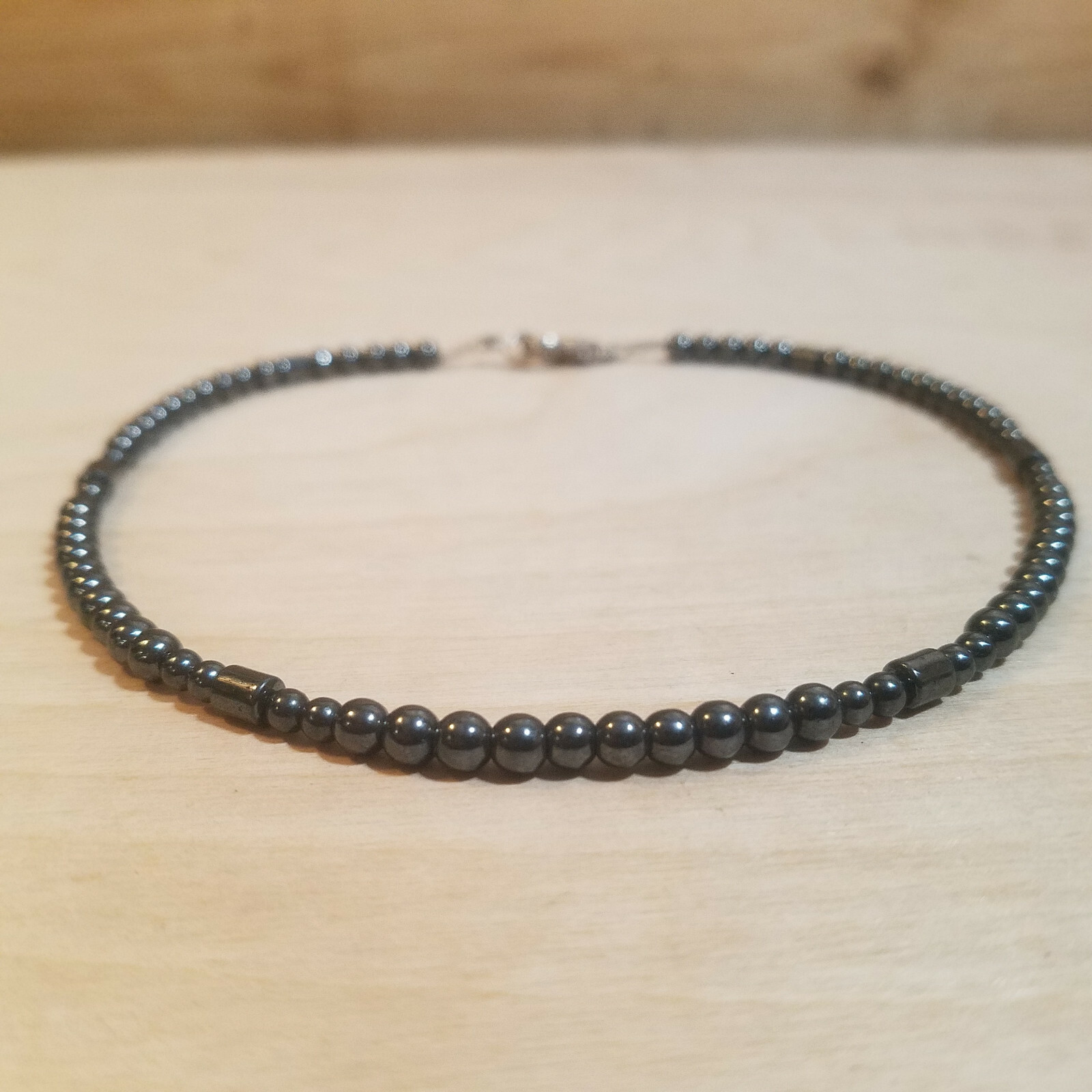 Hematite Choker Necklace Black Fashion Costume Punk Jewelry 6.5 in- Swanky Barn