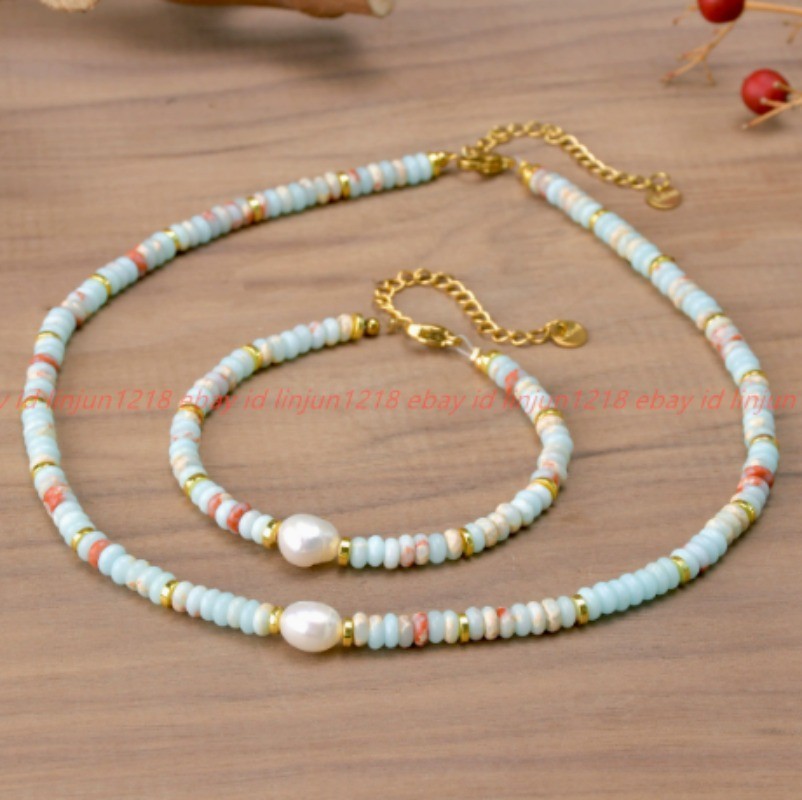 Natural 2x4mm Multicolor Shoushan Jasper Gems Beads Necklace Bracelet 18/7.5in