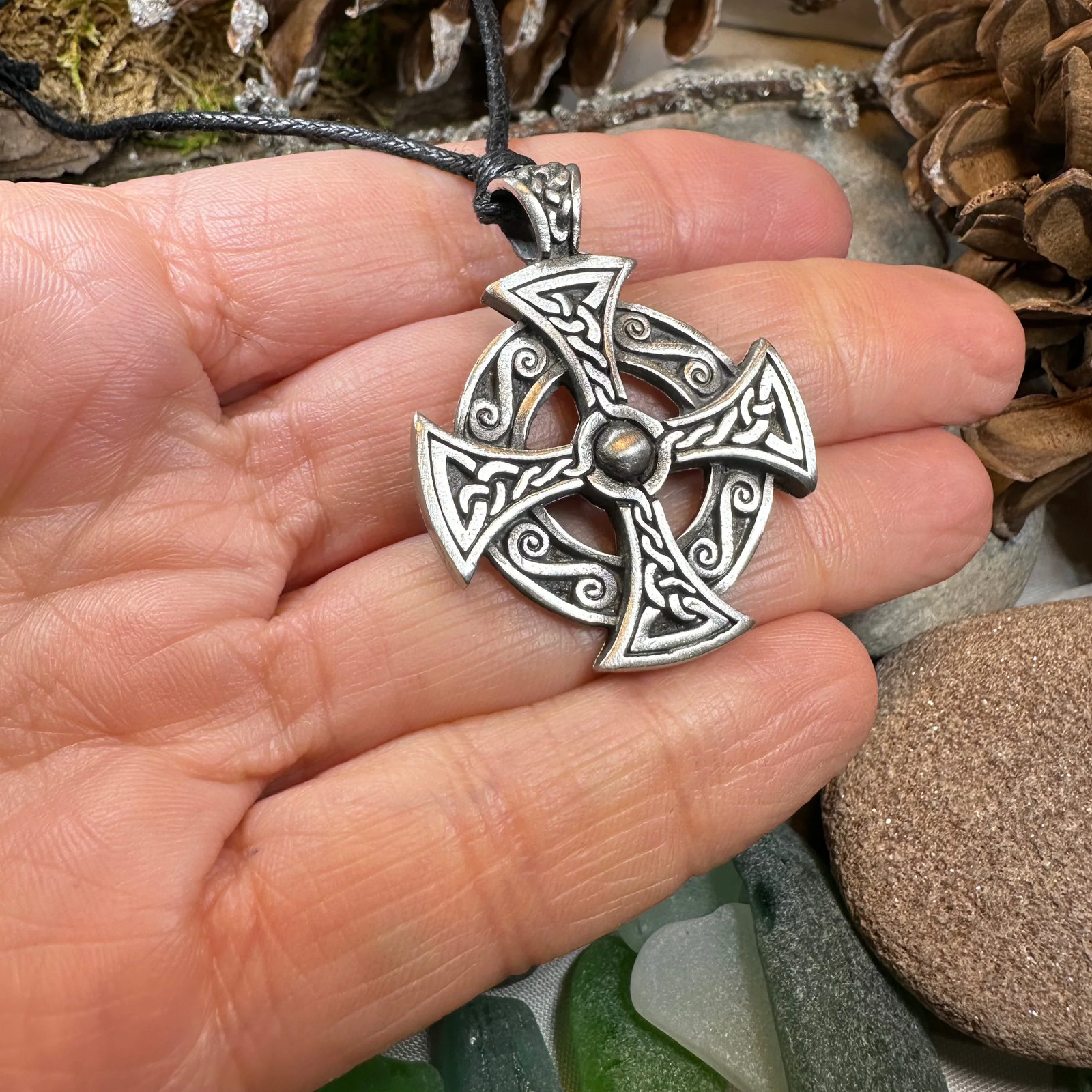 Honor Celtic Cross Necklace Pewter Cross Irish Scottish Pendant Mens Boys
