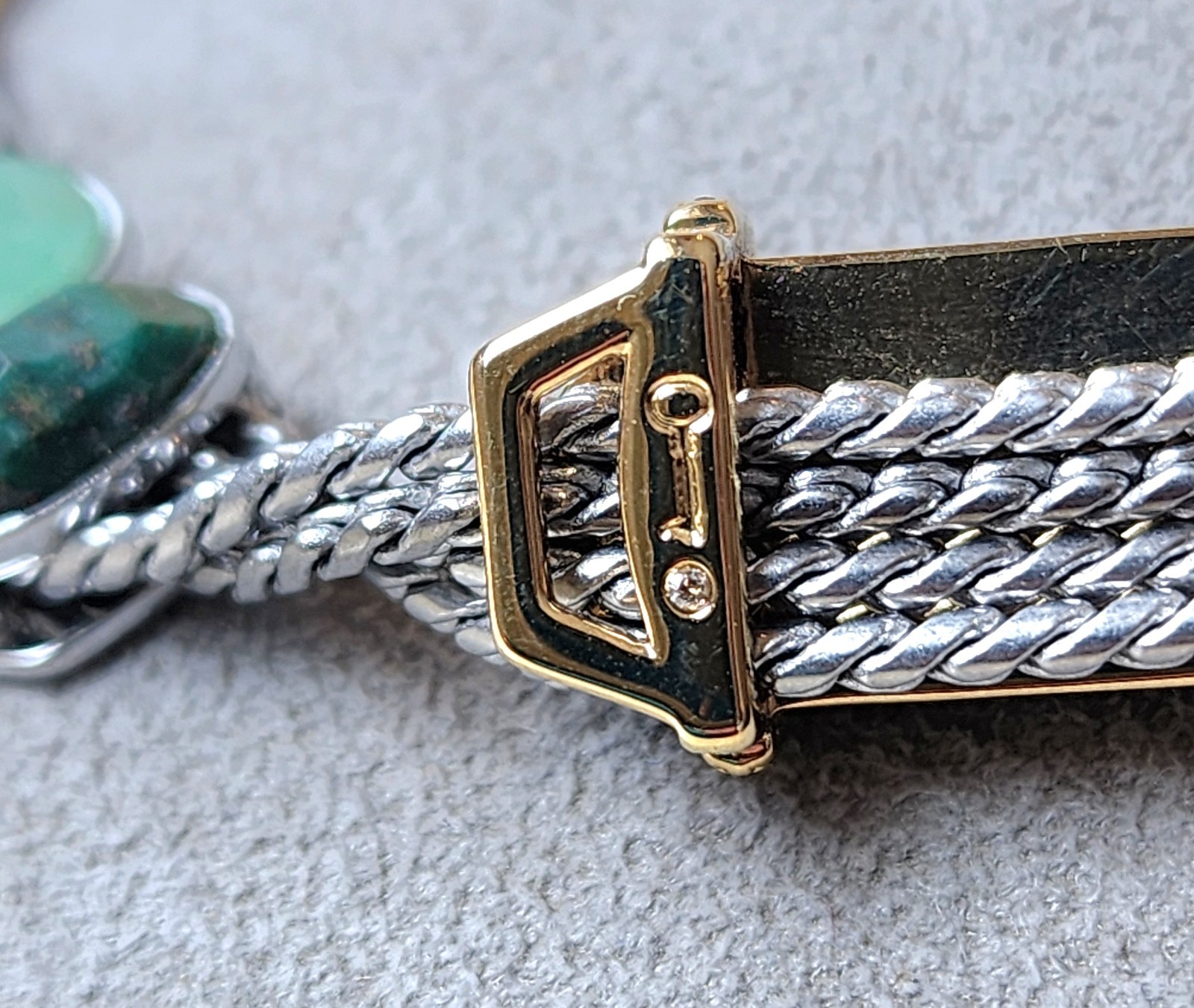 💎 Designer Green Semi-Precious Malachite Slider Charm Necklace – Key Marking
