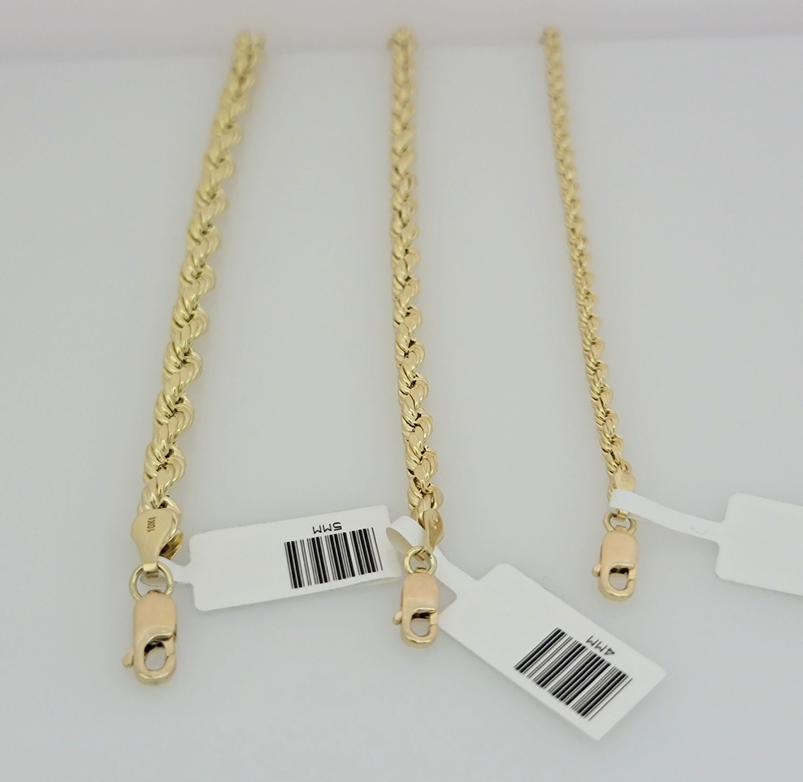 Real 10k Yellow Gold Chain Rope Necklace 3mm 4mm 5mm 18″ 20″ 22″ 24″ 26″ 28″ 30″