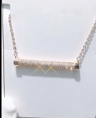 18k Gold Filled Lamp Pendant Necklace Made Simulated Diamond Designer Inspired