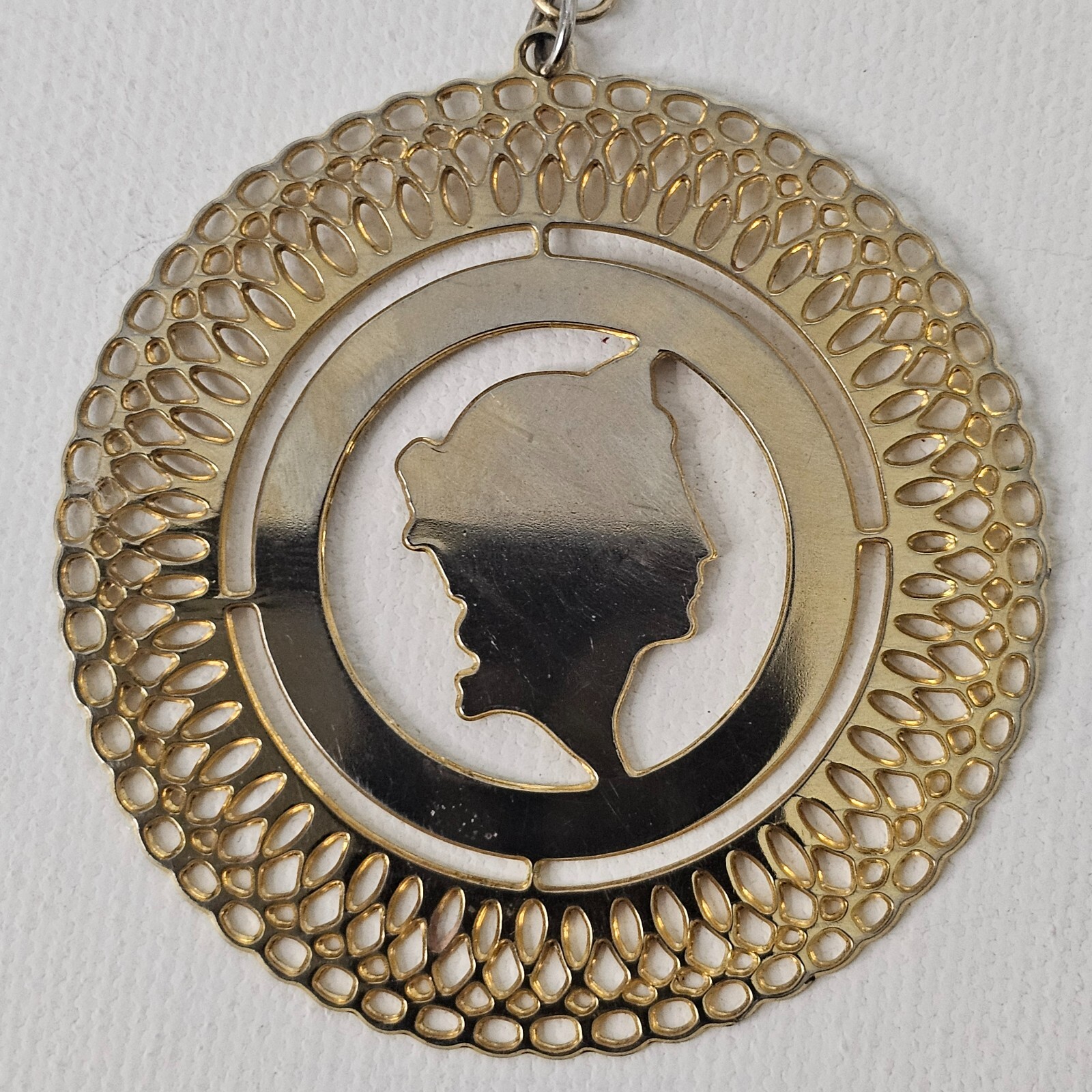 Gold Tone Liberty Head Circle Pendant Medallion