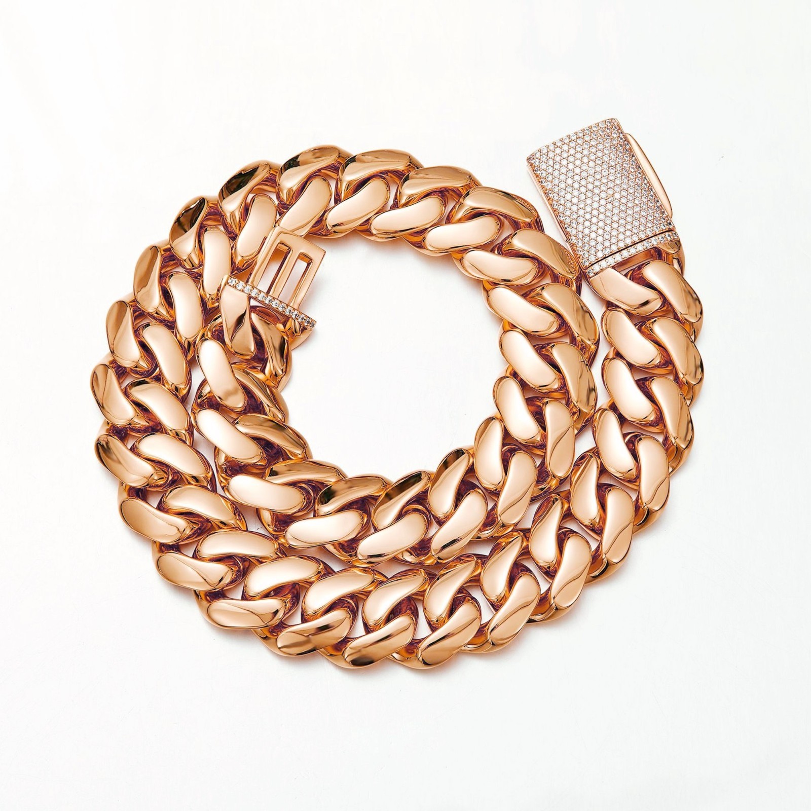 8-22MM Stainless Steel Rose Gold Miami Hip Hop Cuban Chain Necklace Bracelet
