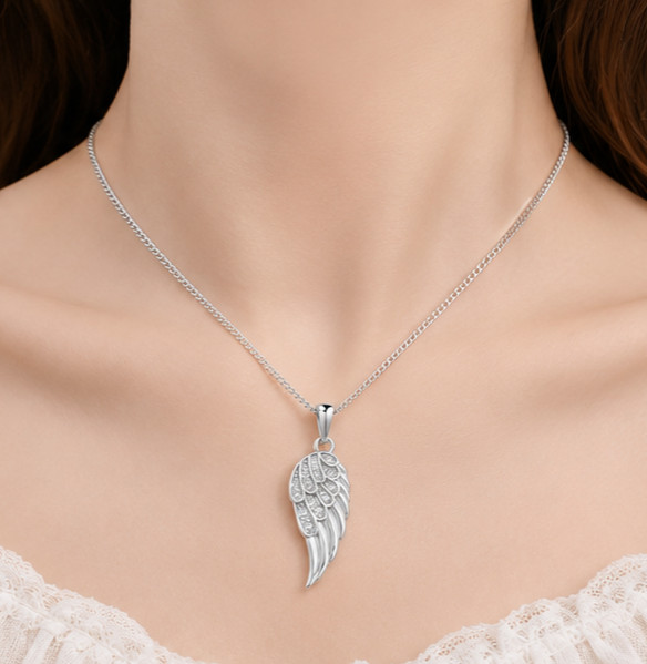 2.20Ct Round Cut Moissanite Women’s Custom Feather Pendant 14K White Gold Plated
