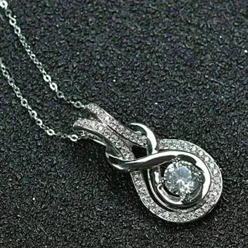 2Ct Round Simulated Diamond Women’s Beauty Pendant Chain 14k White Gold Plated