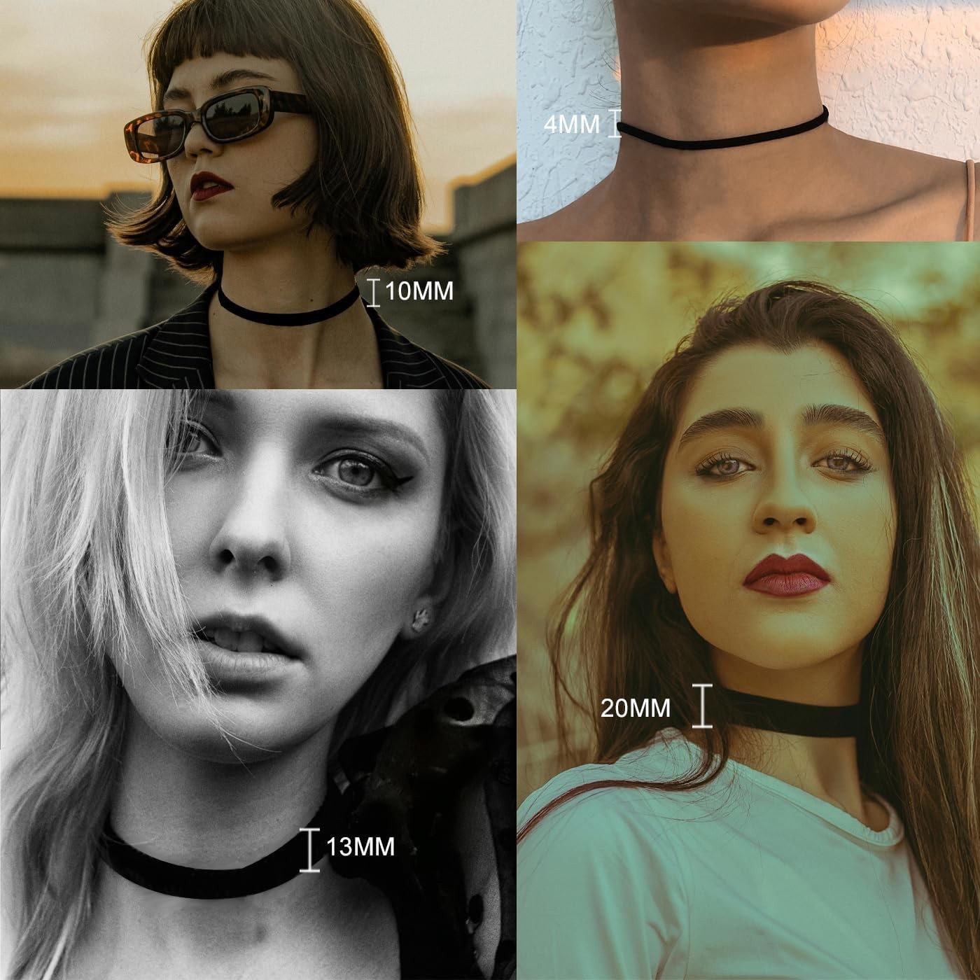 4PCS Black Choker for Women Black Lace Velvet Chocker Set Layered Classic Cho…