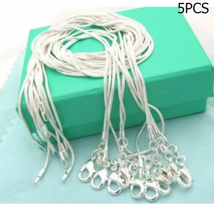 10pcs Hot Sale 925 Sterling Solid Silver 1mm Snake Chain Necklace Jewelry Gift