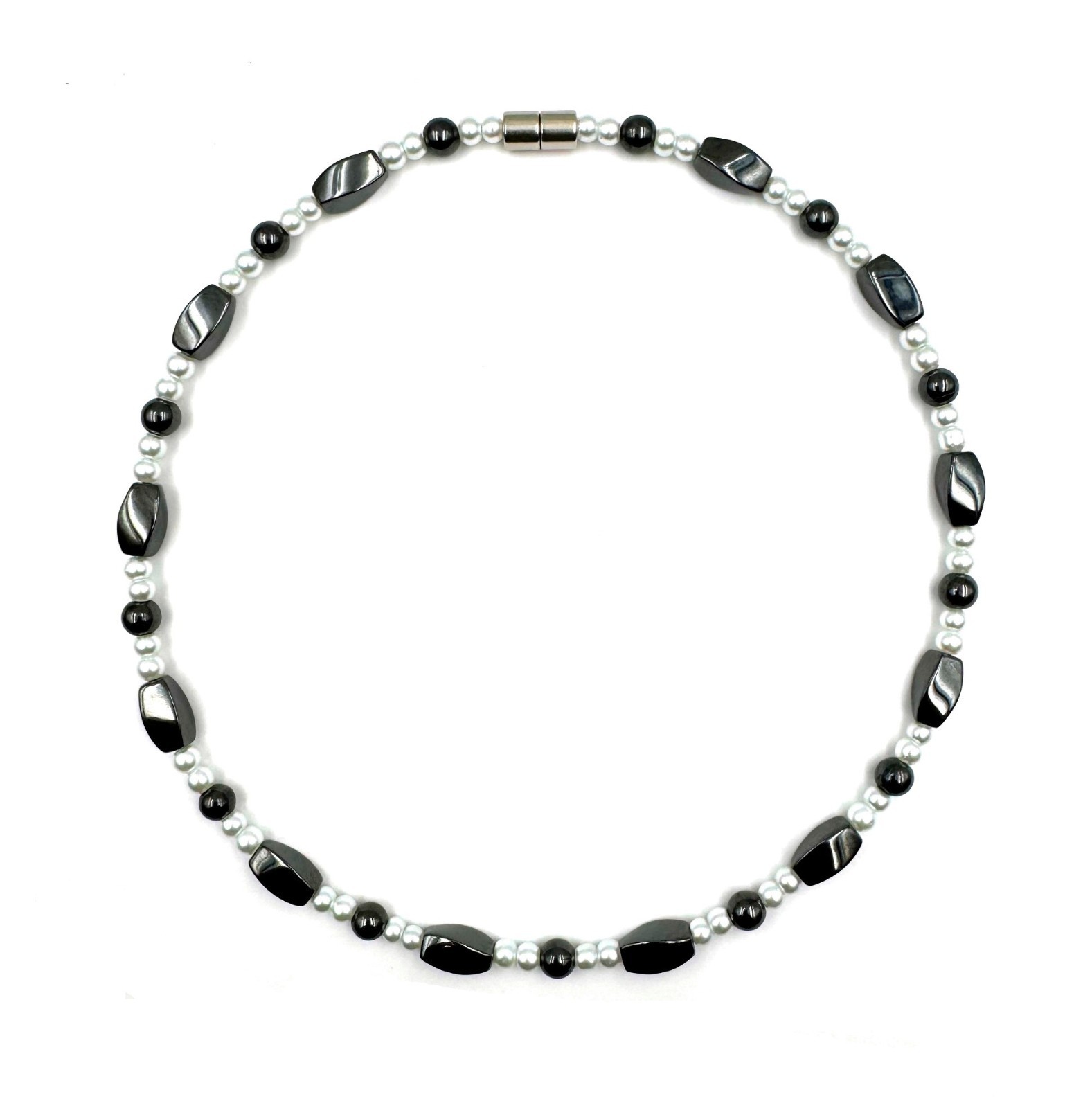 Women Magnetic Pearl Necklace Hematite Magnetic Necklace with Magnetic Clasp
