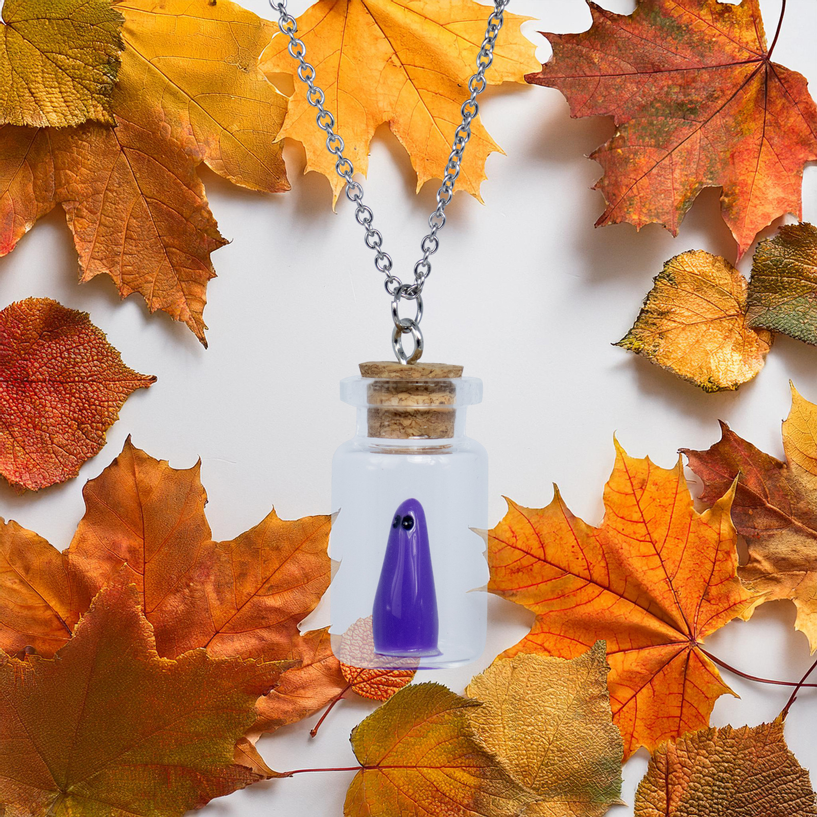 AlterImage Ghost In A Bottle Necklace Glow In The Dark Pendant Purple Includes