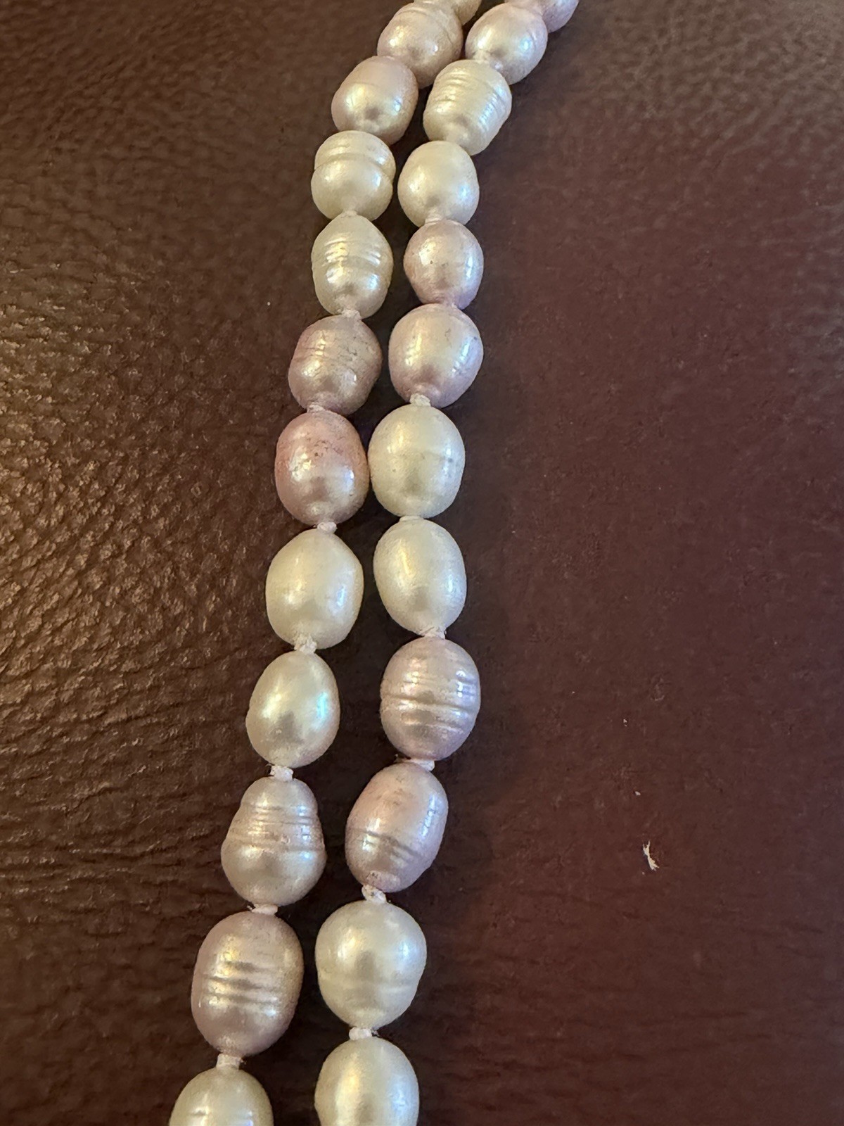 Freshwater pearl necklace, hand knotted, 60″ long 925 clasp Excellent condition