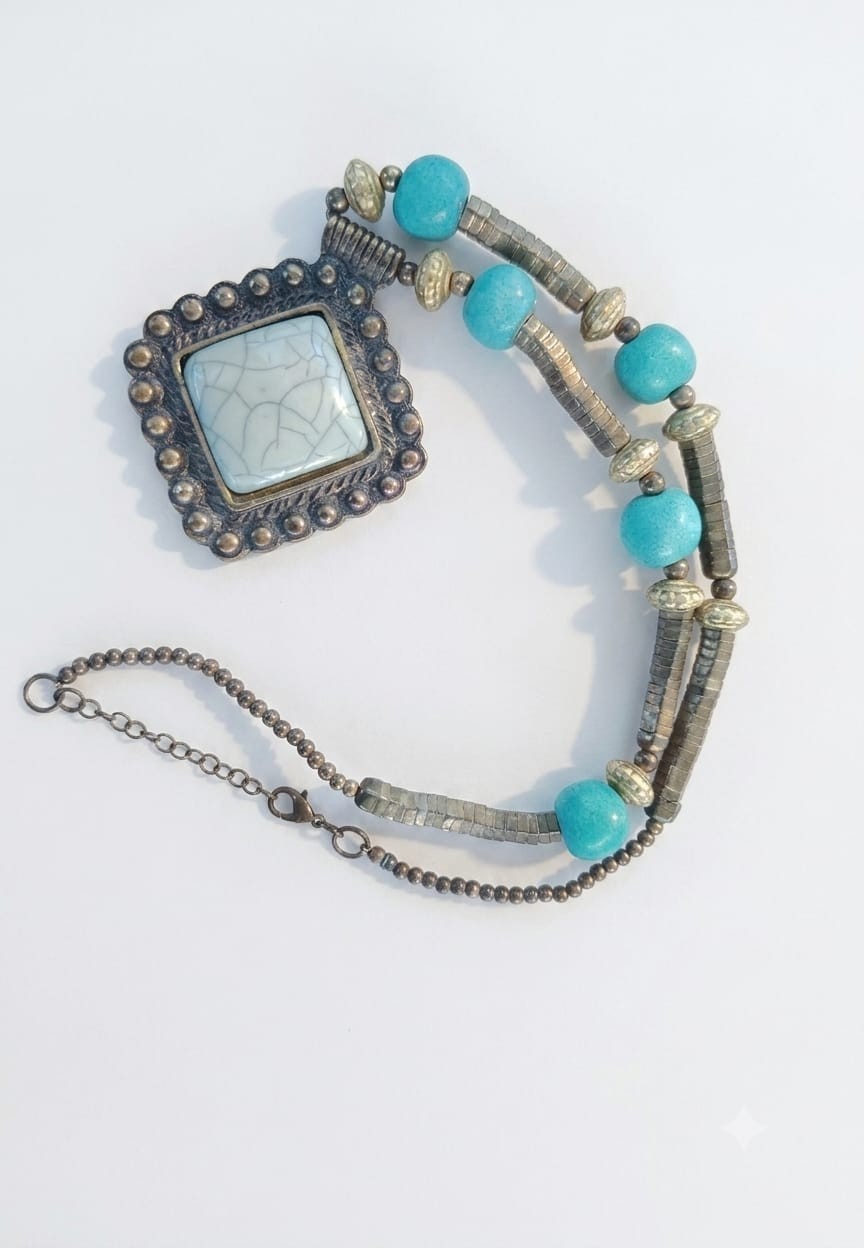 Retro Ethnic Style Turquoise Pendant Necklace for Women