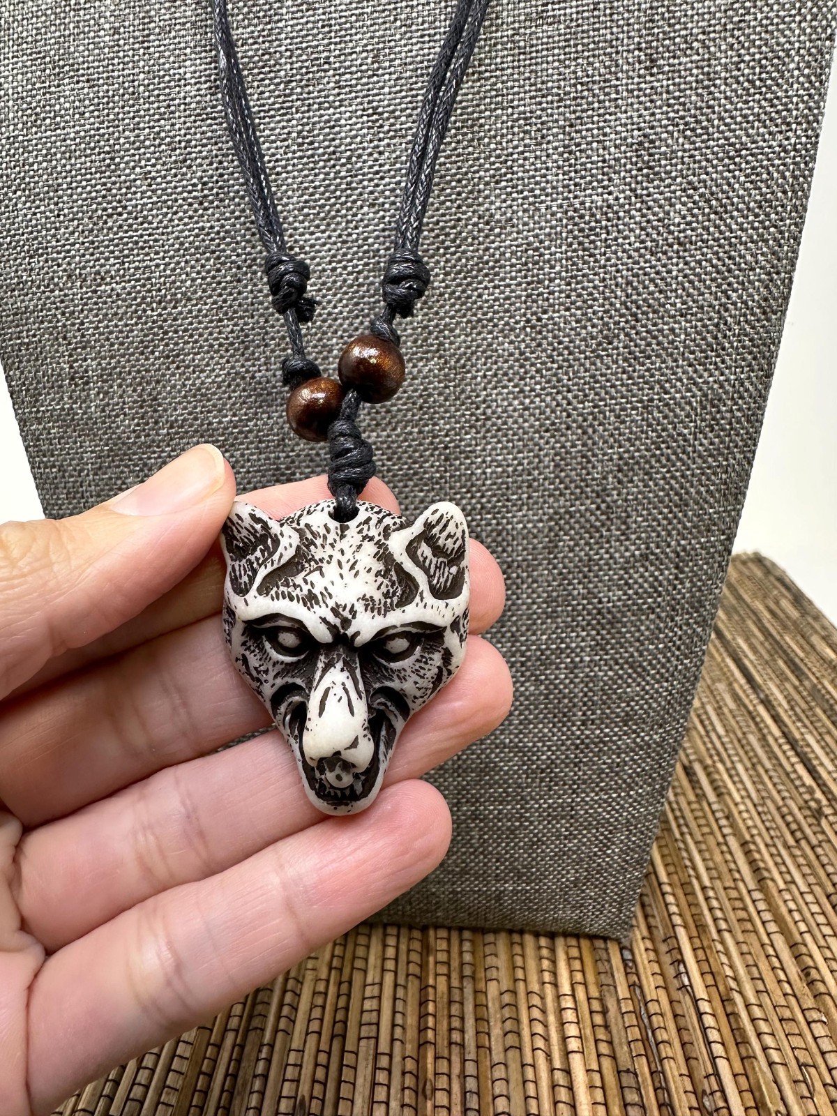 Handcrafted Wolf Pendant Necklace | Adjustable 18-30in Tribal Boho Unisex
