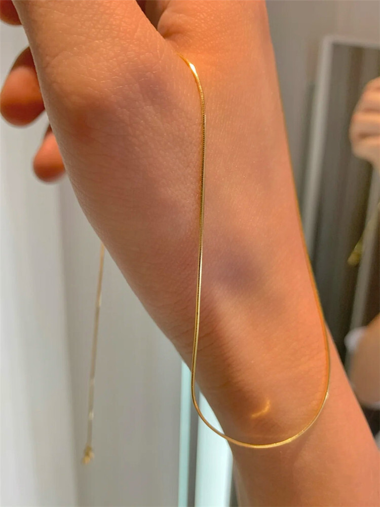 18K Yellow Gold Filled Classic Snake Chain Necklace 16/18/20/22/24/26/28-38 inch
