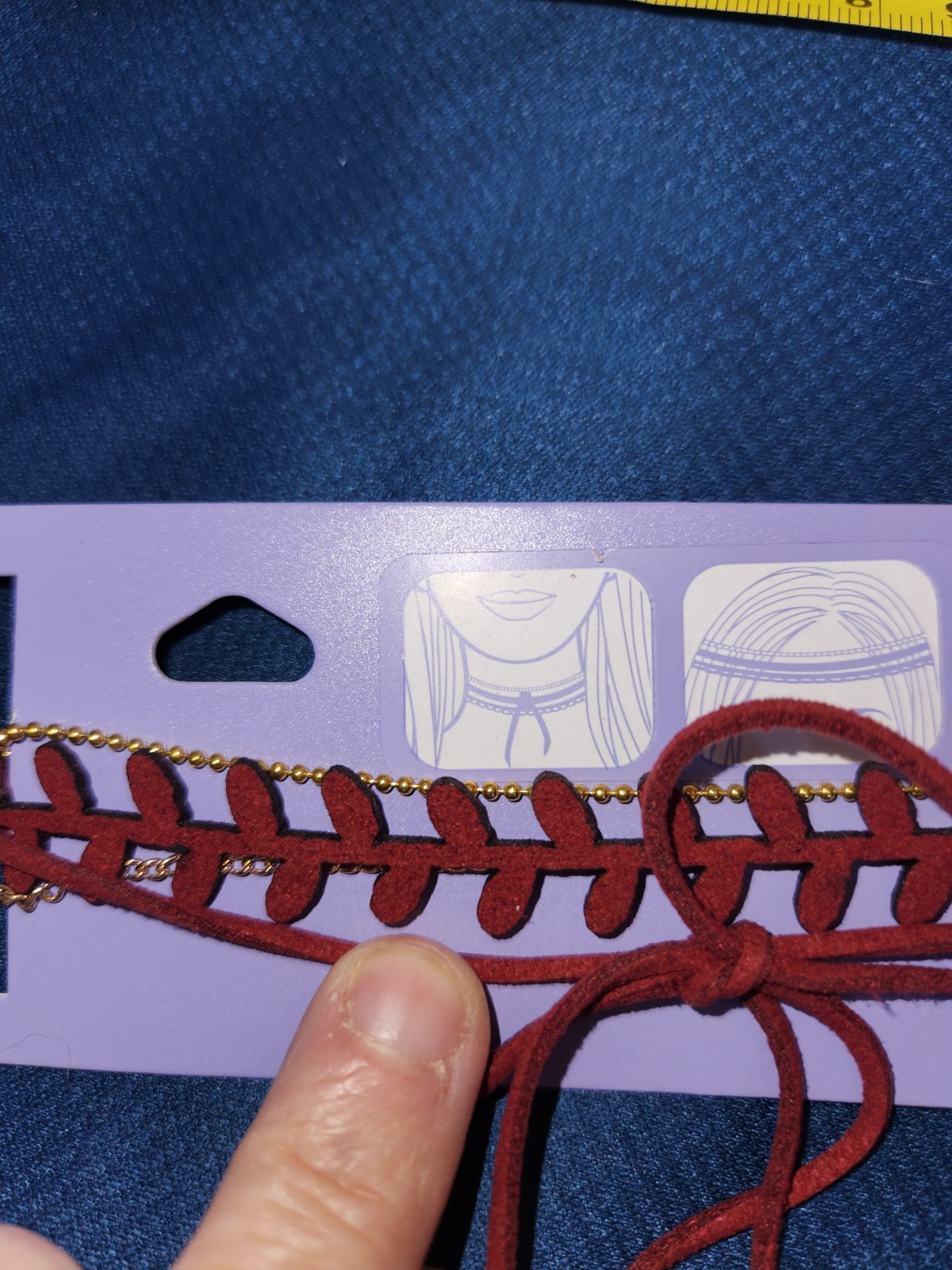 Claires Adjustable 2 Layer Faux Leather Dark Red Chokers Also Can Be Headband.